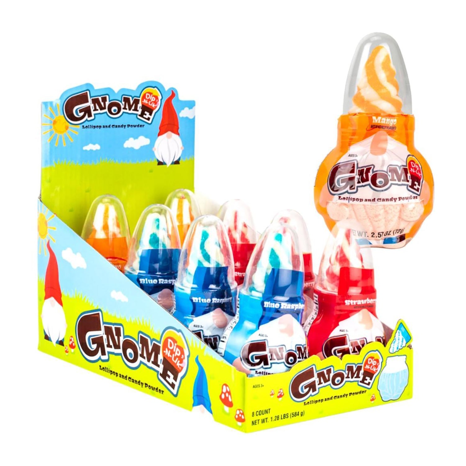 Koko's Gnome Dip N Lik | 8ct Box | Fun Gnome-Shaped Candy for Parties, Gifts & Halloween Treats