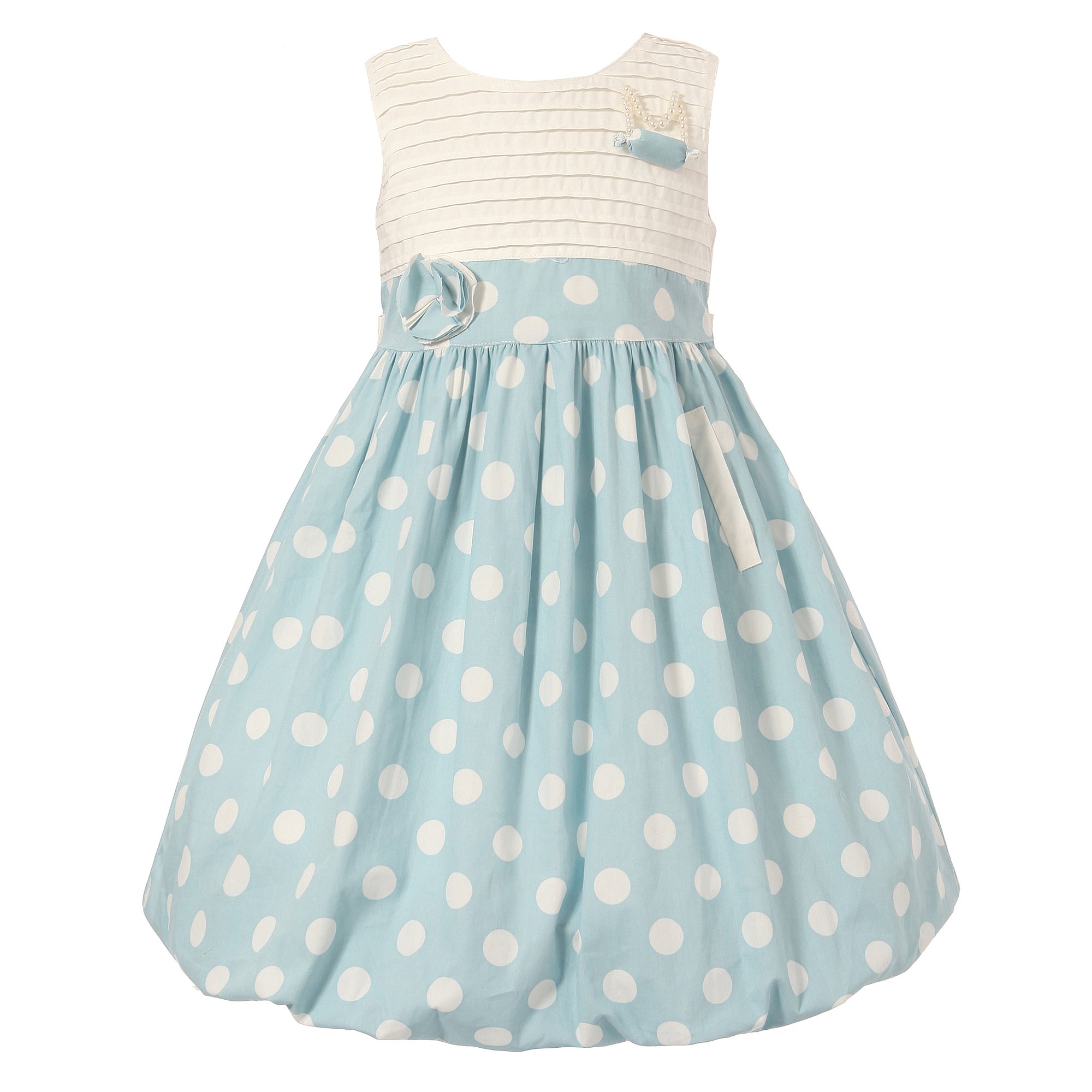 Richie House Little Girls' Polka Dot Bubble Dress RH0949 - Cute Casual Summer Outfit for Toddler Birthday Party & Family Photos