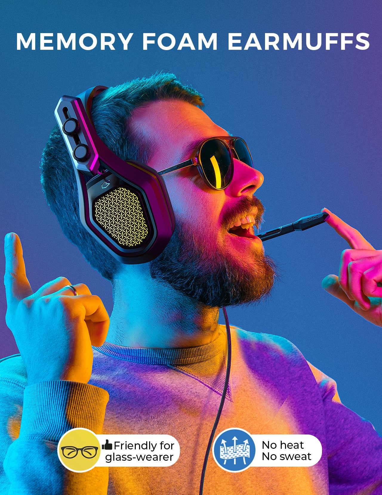 MPOW BH336 Wireless Gaming Headset with Noise Cancelling Mic - Over-Ear Comfort for PC, PS4, Xbox - Black | Perfect for Online Gaming, Streaming & Remote Work