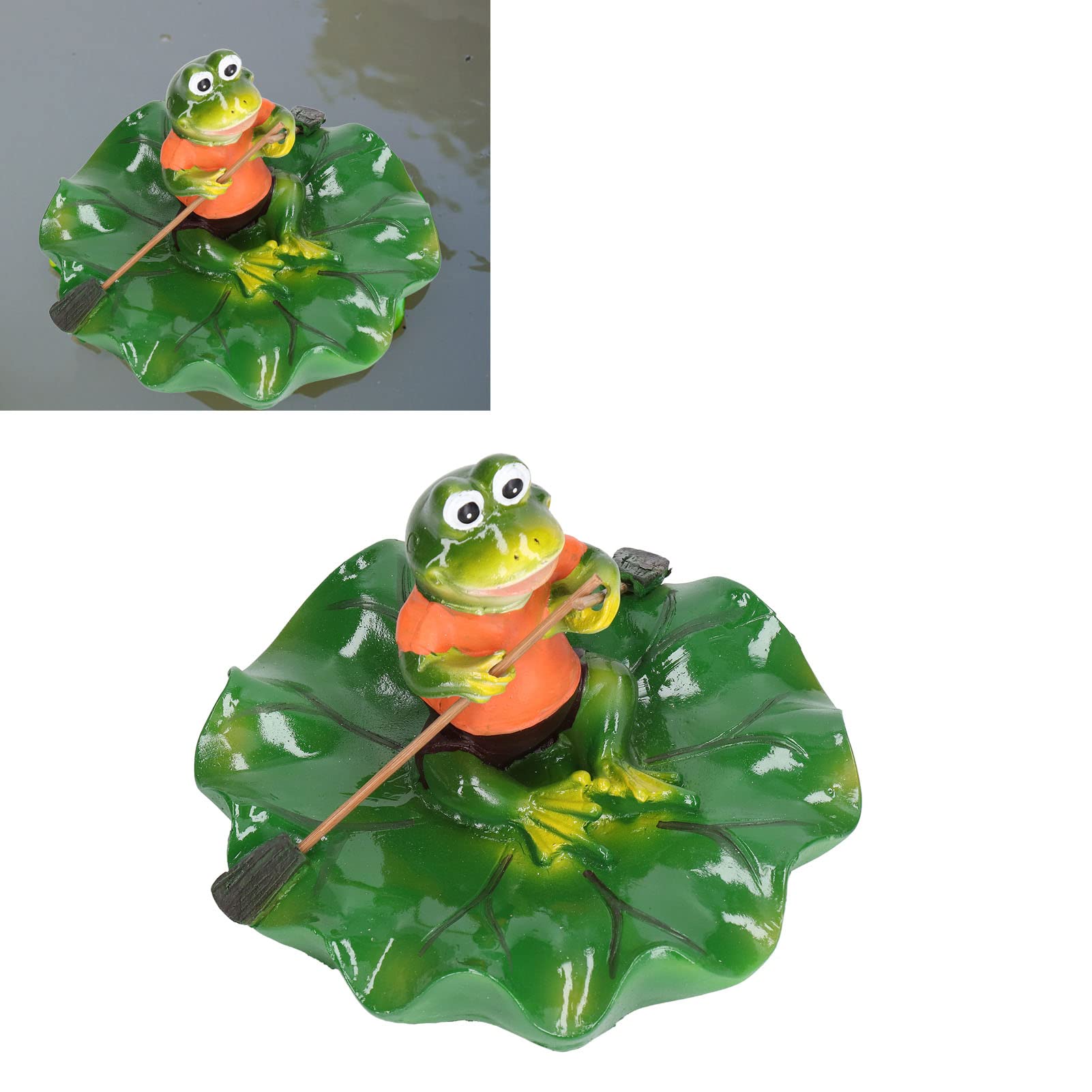 Floating Frog Water Ornament - Realistic Lifelike Pond Decor with Sun Protection - Durable Waterproof Floating Lily Pad for Garden Ponds, Water Features & Outdoor Decorations