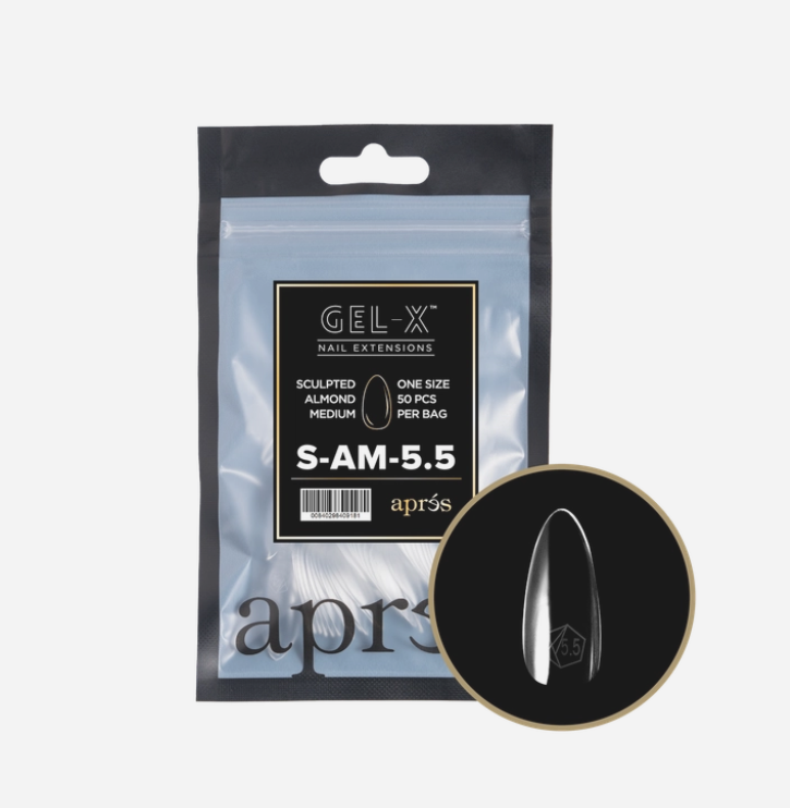 Apres Gel X Refill Tips 2.0 (50pcs) - Sculpted Medium Almond Nail Extensions for Professional & DIY Gel Manicures | Perfect for Salon, Home Use & Special Occasions