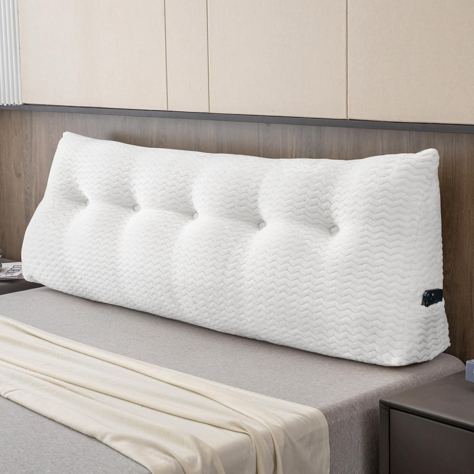 Large Bolster Triangular Headboard Wedge Pillow - Adjustable Backrest Support for Daybeds, Reading & Relaxing - Removable Washable Cover - Perfect for Bedroom, Living Room & Dorm Comfort