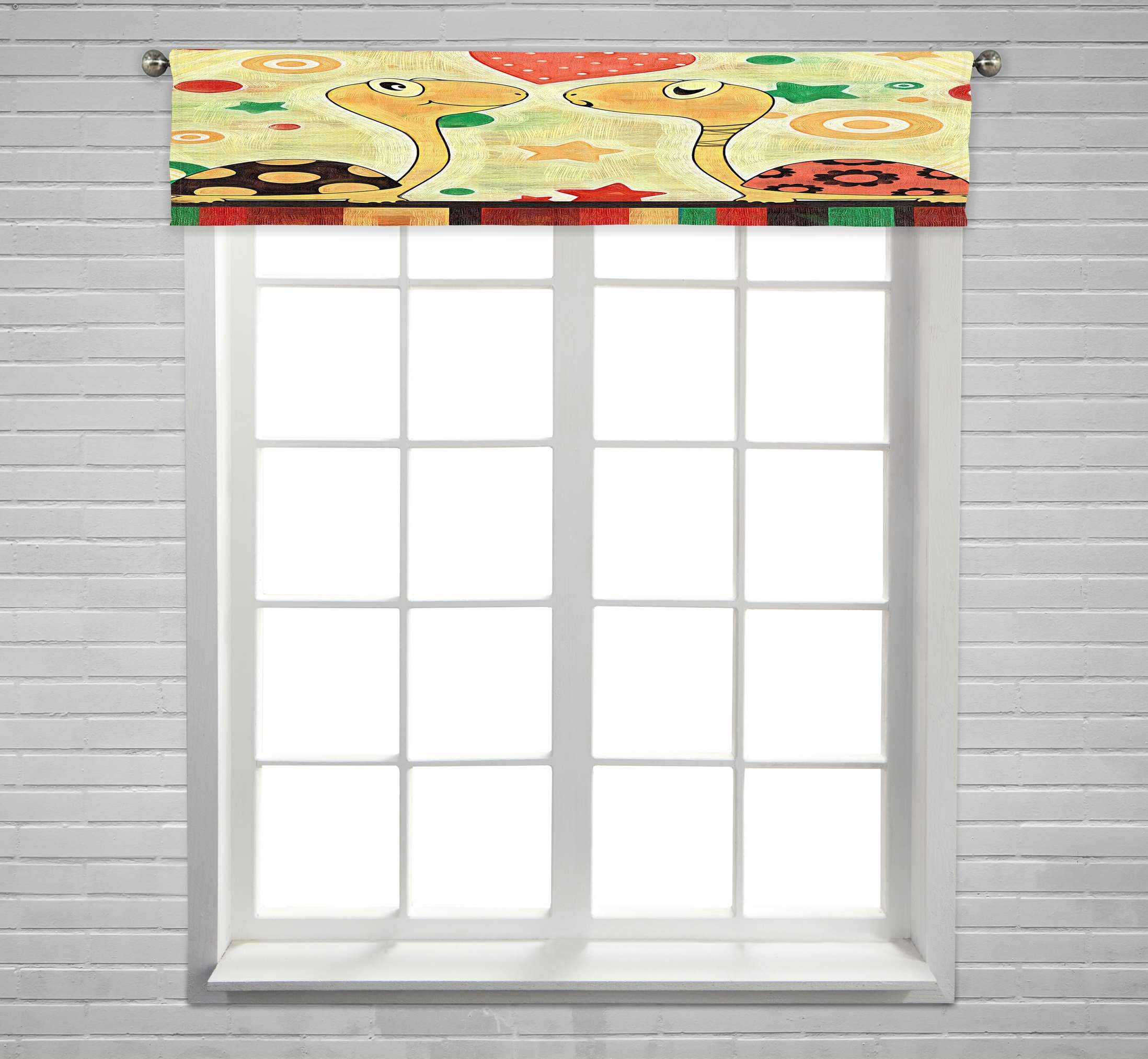 Romantic Love Turtle Window Valance Curtain with Rod Pocket - 54x12 Inch - Perfect for Bedroom, Nursery & Kids Room Decor