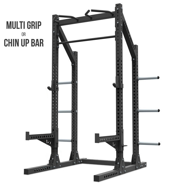 XM Fitness Rig Half Rack - Heavy Duty Power Cage for Home Gym Strength Training | Perfect for Squats, Bench Press & Pull-ups