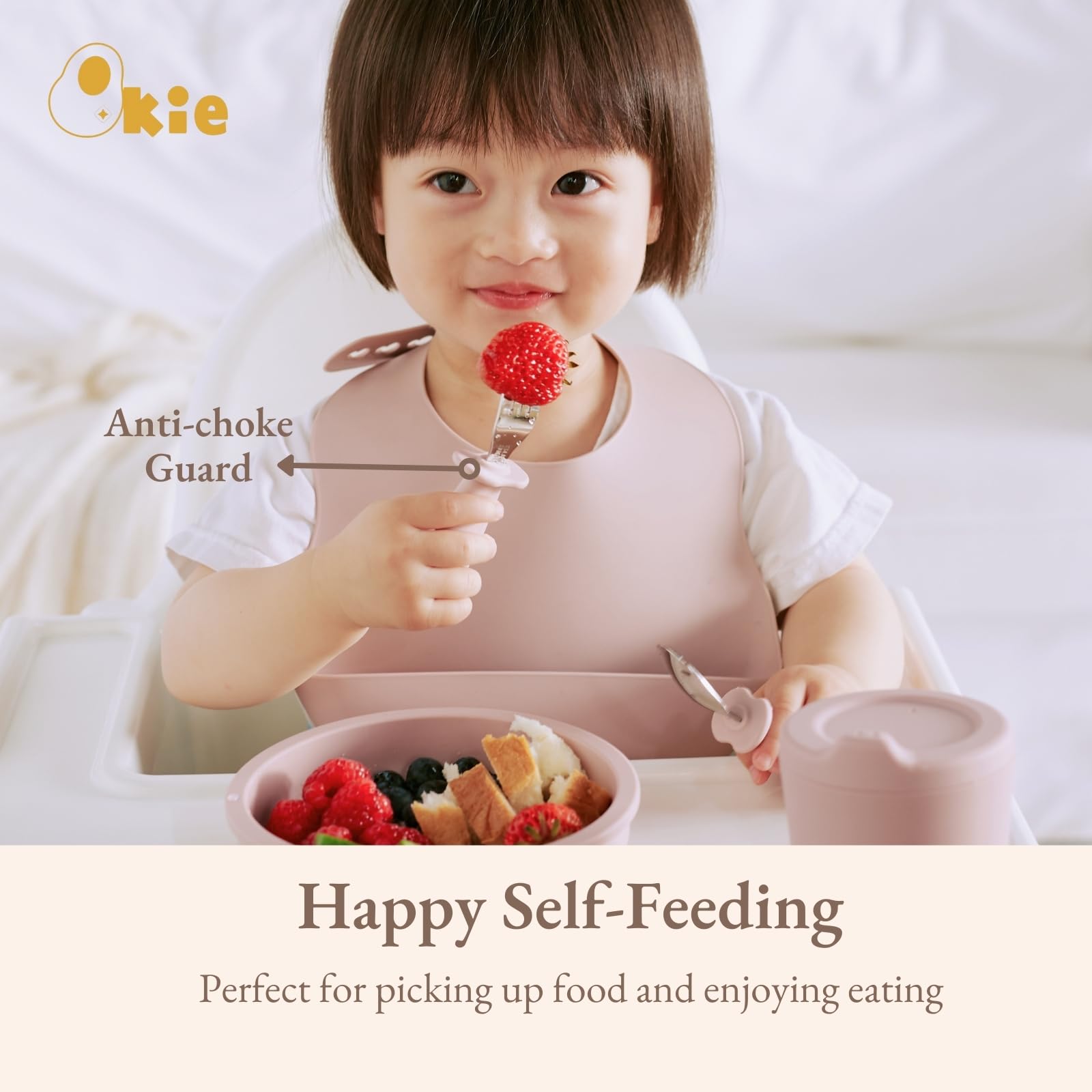 **Stainless Steel Toddler Utensils Set - BPA-Free Silicone Grip Forks & Spoons for Baby Self Feeding (8+ Months) - Perfect for Mealtime & Learning Independence**