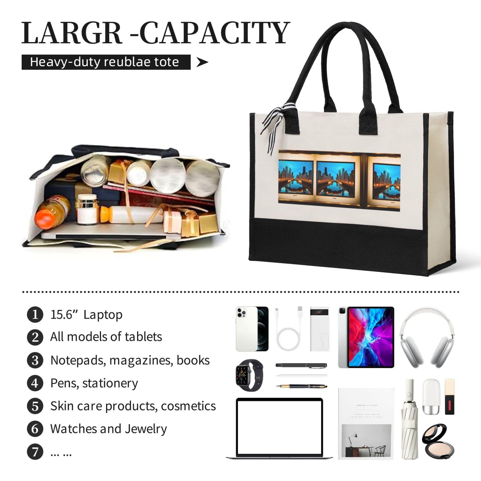 DRTGEDS Chicago Christmas Tote Bag - Reusable Canvas Gift Bag for Women | Holiday Shopping & Travel
