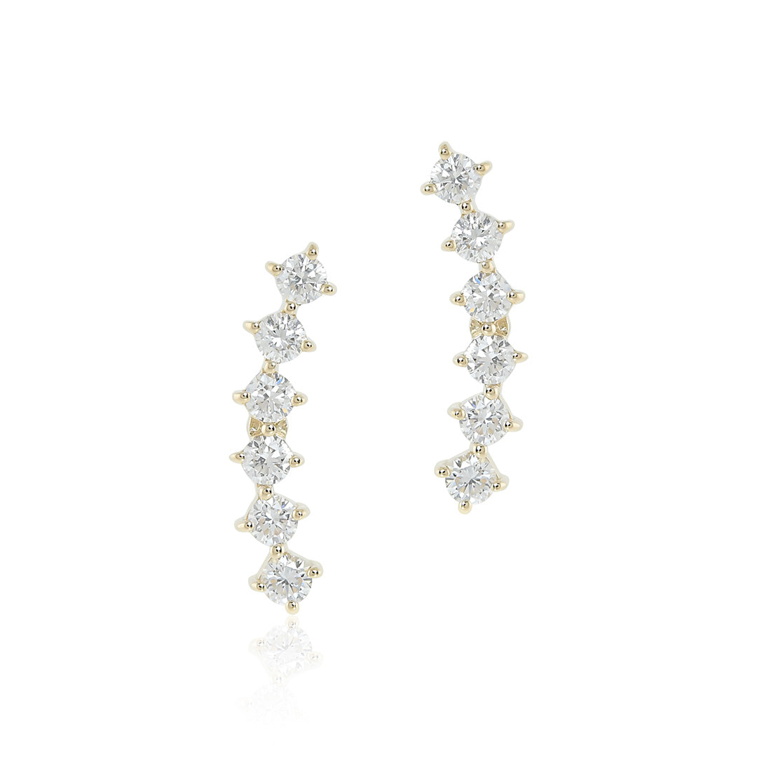 Exquisite Diamond Curve Earrings for Women - 14K Gold Plated Elegant Hoop Earrings | Perfect for Weddings, Parties & Special Occasions