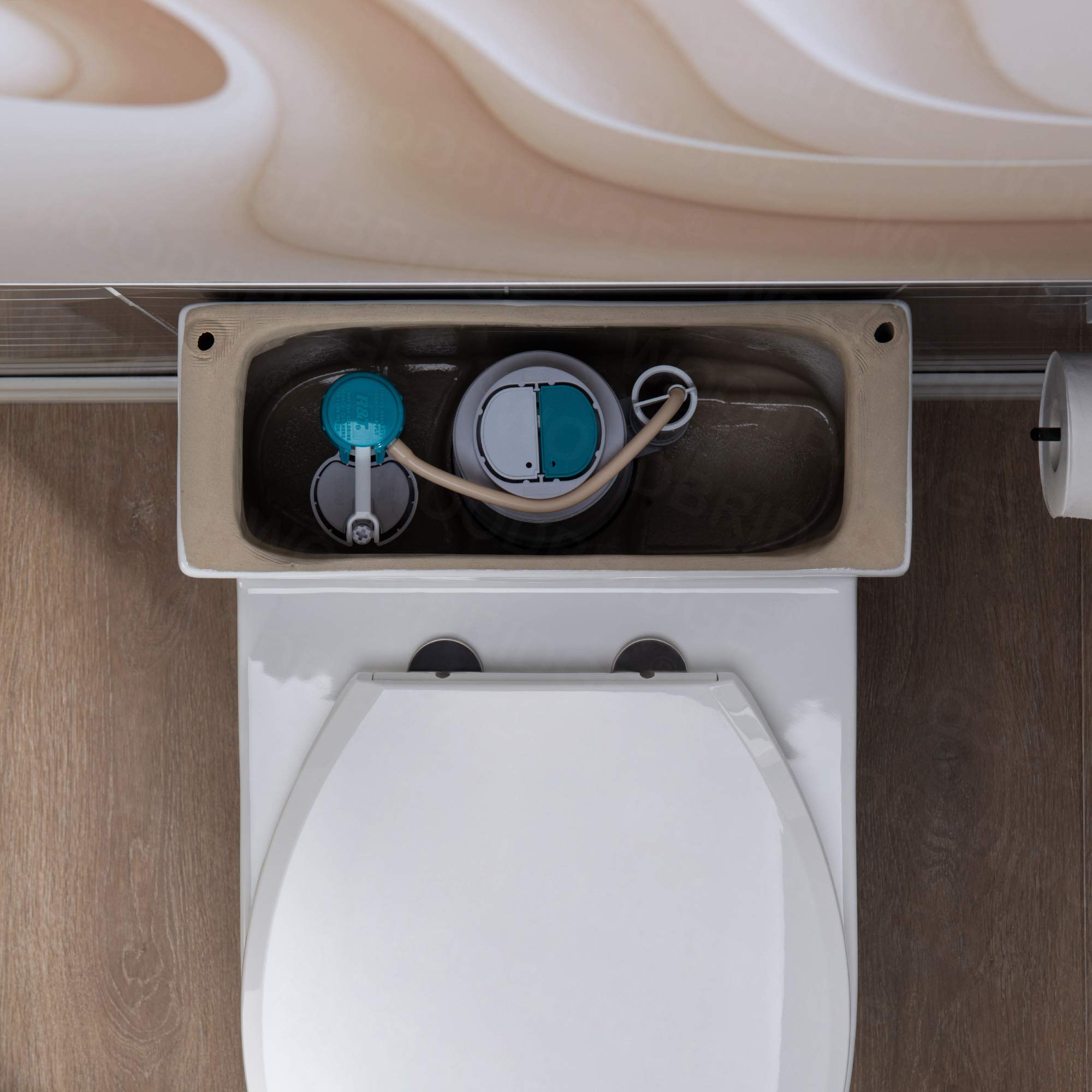 WOODBRIDGE Compact Dual Flush 1.28 GP One Piece Toilet with Soft Closing Seat - 1000 Gram MaP Flushing Score - Small Bathroom Toilet with Brushed Gold Button (B0500-BG, White) - Perfect for Tiny Bathrooms, Powder Rooms & Space-Saving Home Renovations