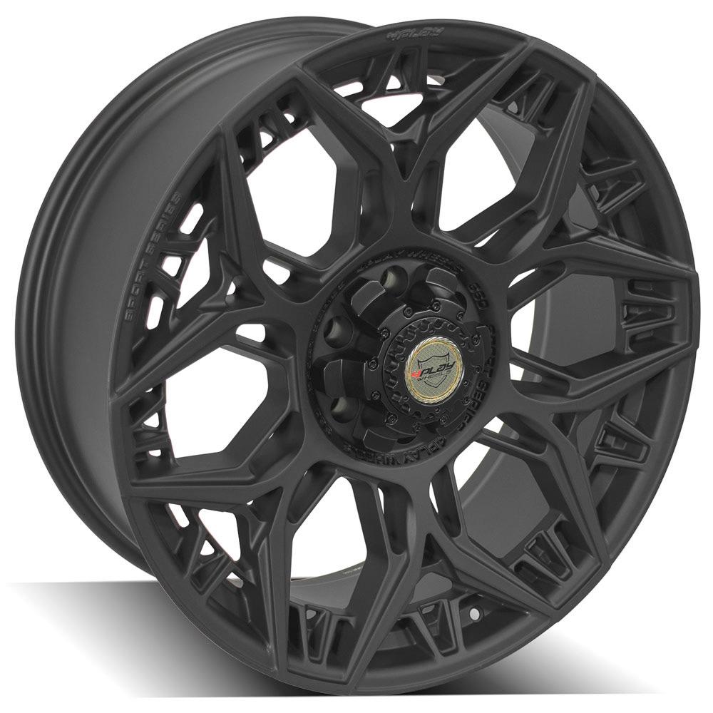 4Play Sport Series 4PS60 Satin Black Wheel 22x9.0 0 Offset 6x135/6x139.7mm Bolt Pattern 106.1mm Hub - Perfect for Ford F150, Chevy Silverado & Off-Road Trucks