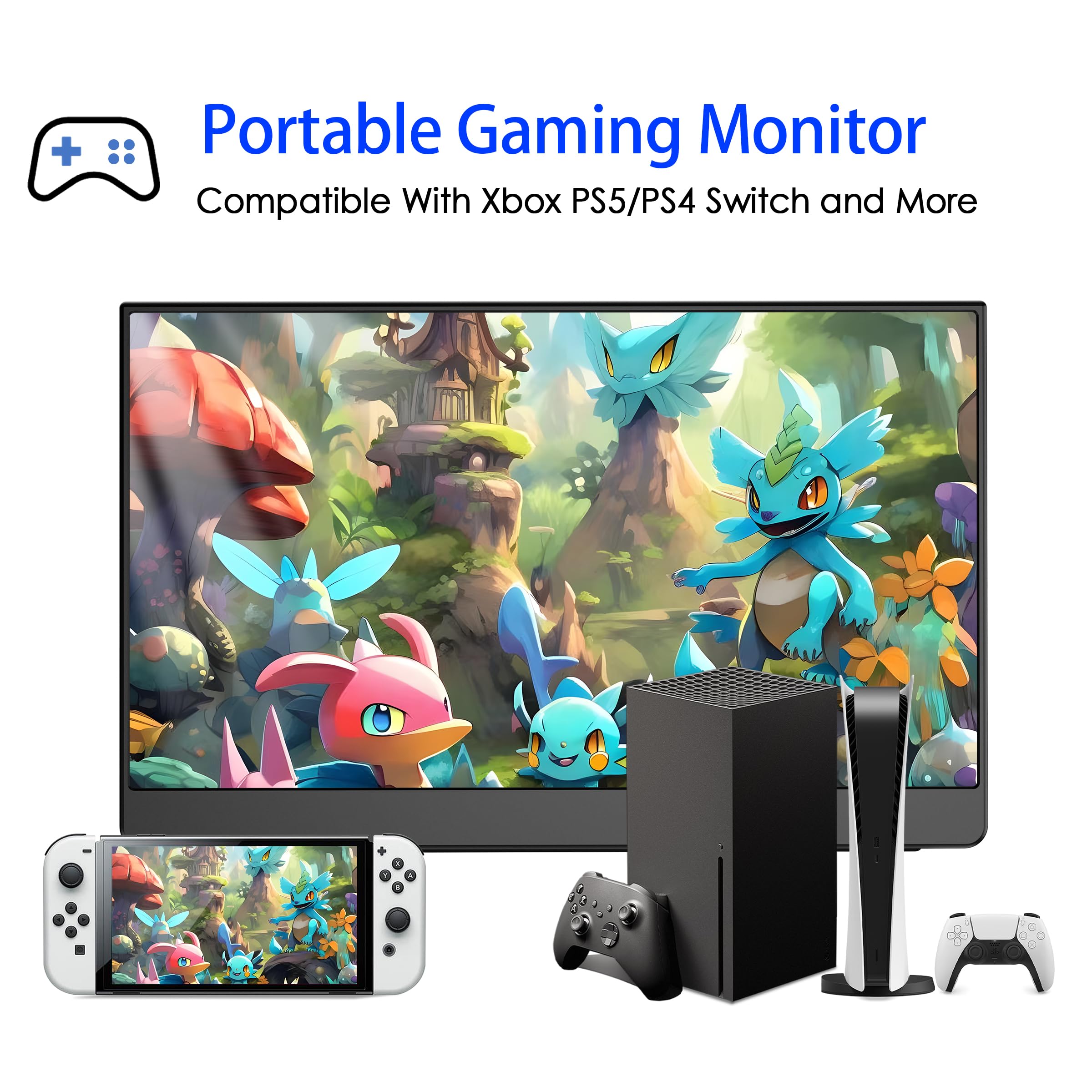 4K 16-inch Portable Monitor for Laptop - 3840x2400 Resolution IPS Screen, Ultra-Slim External Travel Monitor for MacBook, Mini PC, Gaming | Includes Folding Stand & Protective Case | Perfect for Remote Work, Business Travel, and Mobile Gaming
