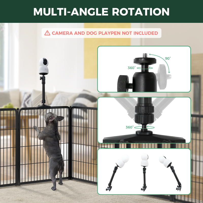 FXW Playpen Dog Camera Mount - Secure & Adjustable Pet Monitoring for Indoor/Outdoor Use - Perfect for Watching Your Dogs While Working or Traveling