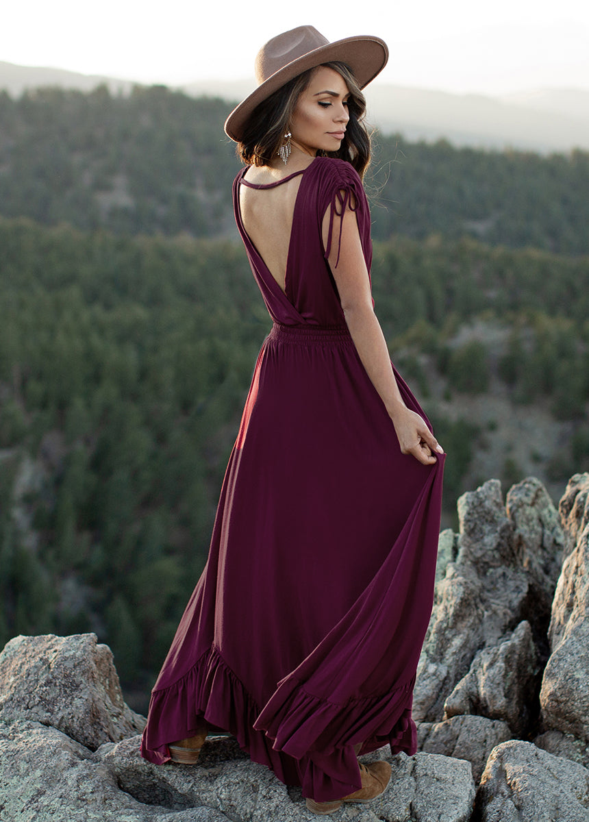 Elegant Giovanna Women's Dress in Eggplant Purple - Perfect for Weddings, Parties & Special Occasions