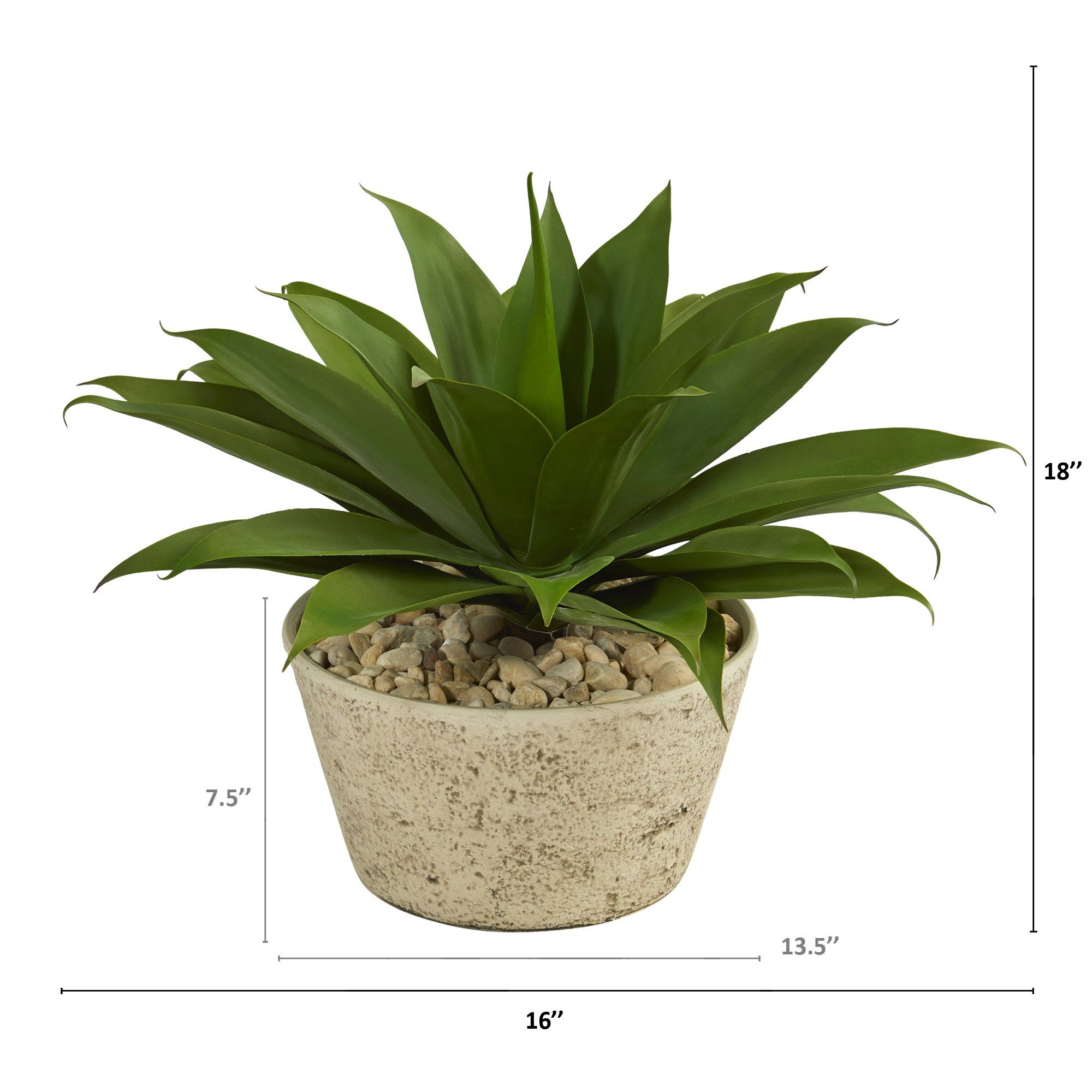1.5' Agave Succulent Artificial Plant in White Planter - Low Maintenance Fake Succulent for Home, Office & Wedding Decor - Perfect for Table Centerpieces, Shelf Displays & Indoor Greenery