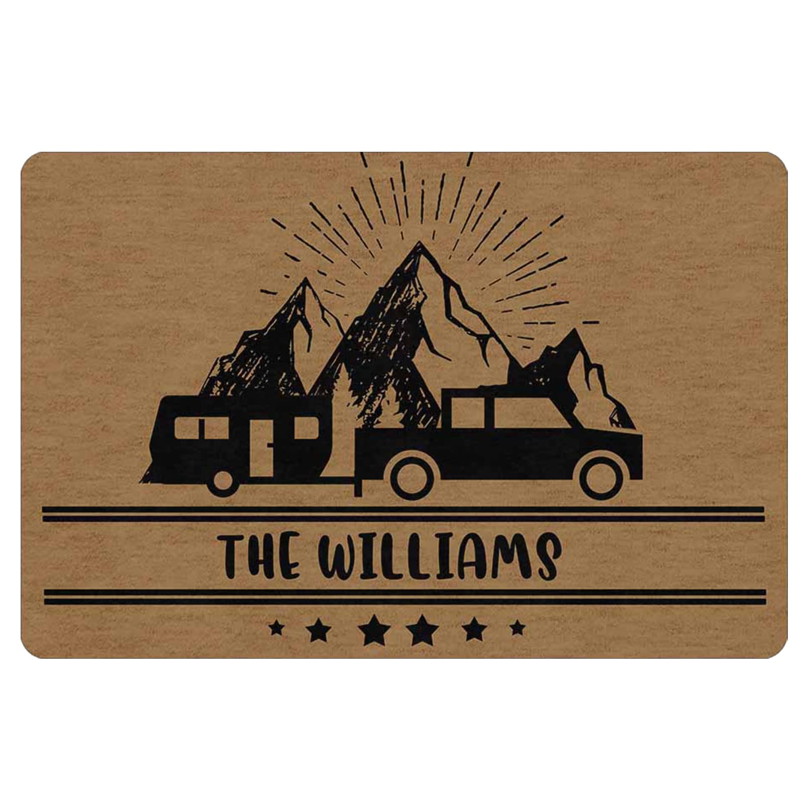 Custom Personalized Family Name Doormat - 30x18 Inch RV Camper Door Mat with Non-Slip Backing | Perfect for Camping, RV Travel & Home Entryway Decor