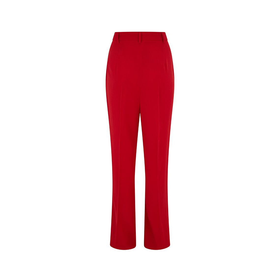 Premium Red Quasar Tailored Wool Crepe Pants for Women - High Waist Slim Fit Office Trousers for Business & Formal Occasions