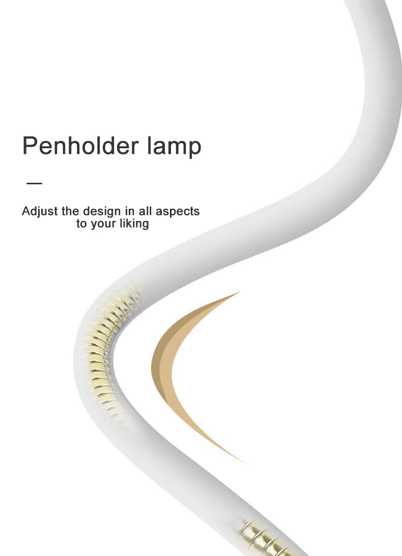 LED Desk Lamp with Touch Control & Stepless Dimming - 3 Color Modes, Pen Holder & Night Light - Adjustable Gooseneck Study Lamp for Home Office, Reading, Writing, and Nighttime Use