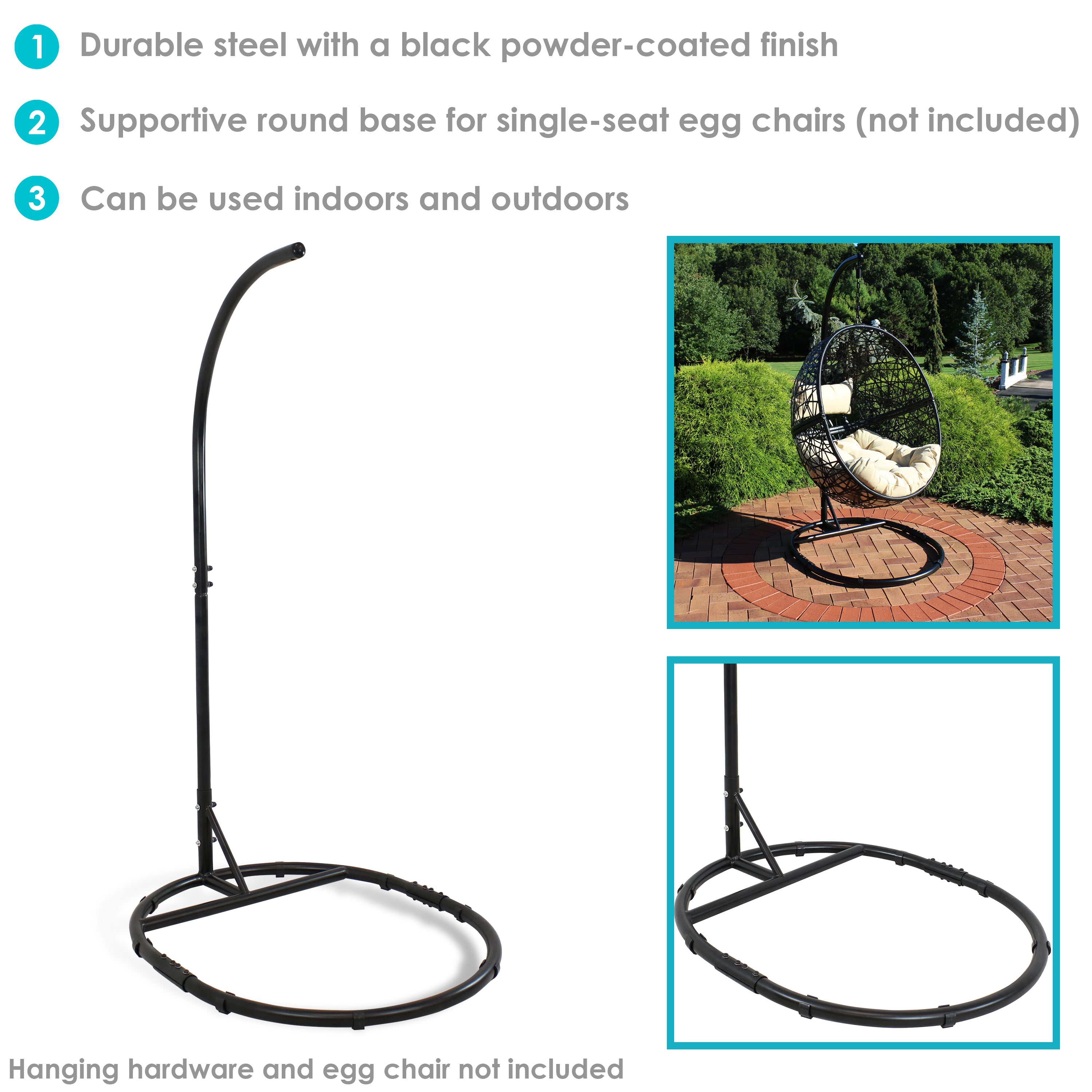 Sunnydaze Steel Egg Chair Stand with Round Base - Heavy Duty 76