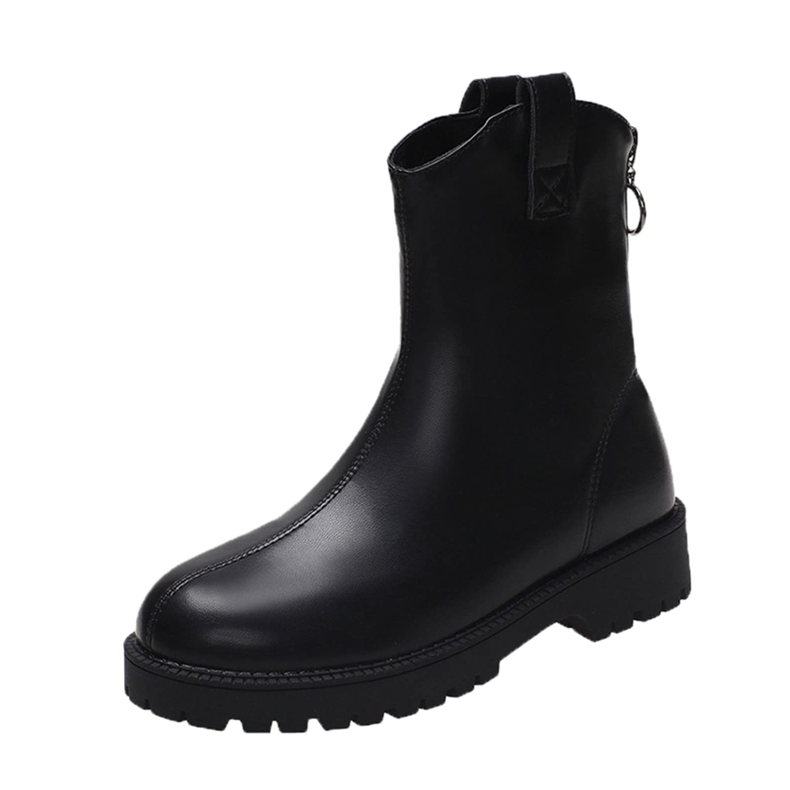 Women's Chunky Heel Boots - Thick-Soled Retro Fashion Ankle Boots with Zipper & Breathable Design for Casual Outfits, Streetwear & Fall Fashion