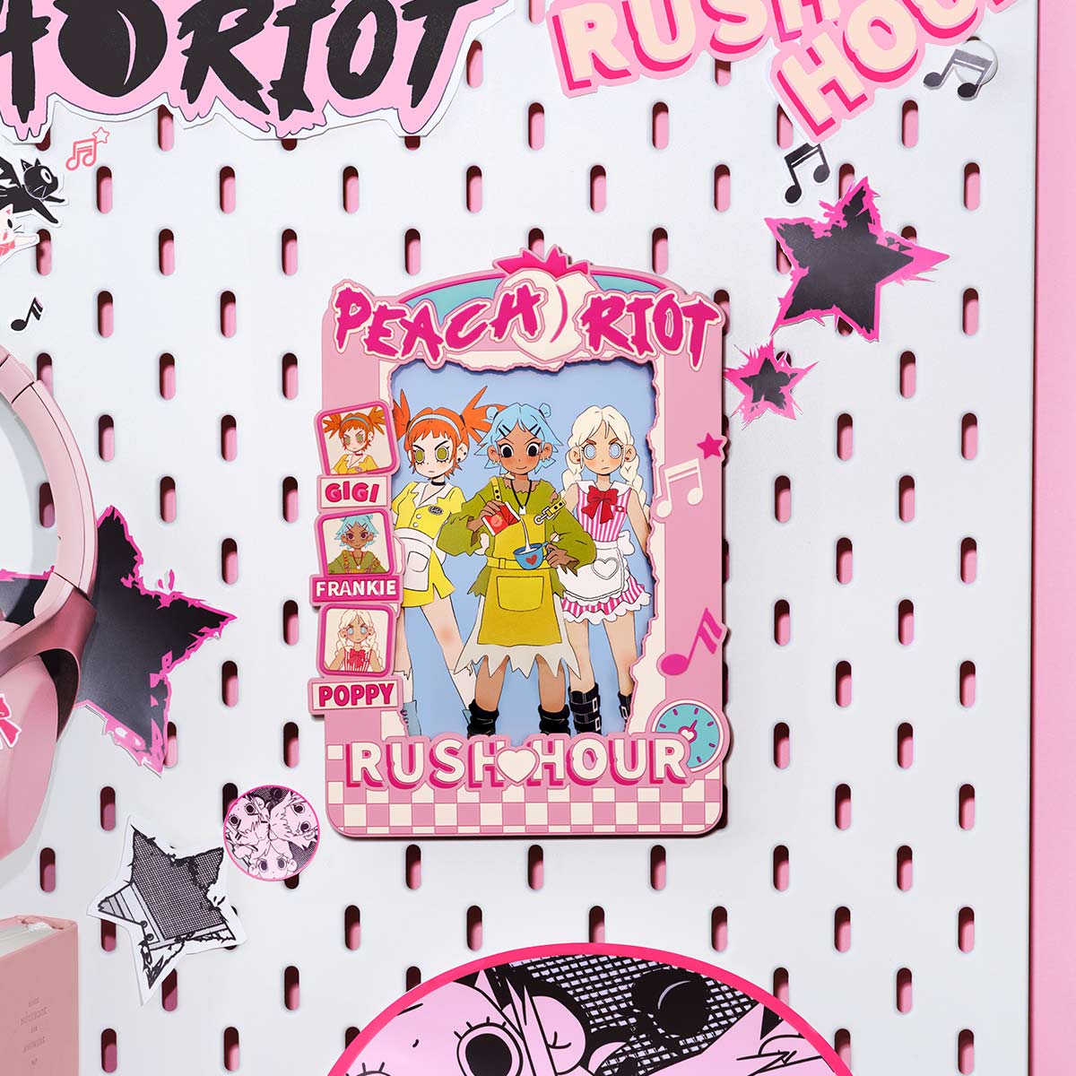 POP MART Peach Riot Rush Hour Series 6-Inch Photo Frame - Cute Anime Decor for Bedroom, Office & Gift Giving