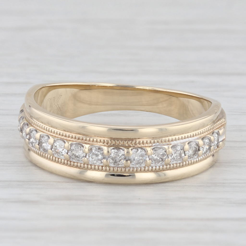 0.36ctw Diamond Men's Wedding Band Ring - 10k Yellow & White Gold Size 10.25 - Perfect for Engagement, Anniversary & Special Occasion Gifts