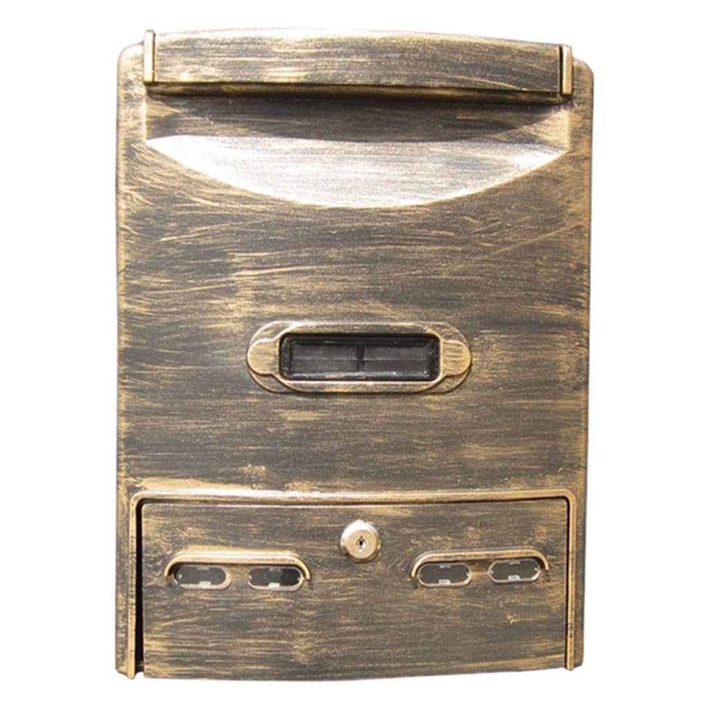 Waterproof Outdoor Mailbox - Black & Gold Wall Mount Letter Box with Lock, Rustproof & Weatherproof for Home, Garden, Apartment - Perfect for Mail, Packages, Newspapers & Secure Document Delivery
