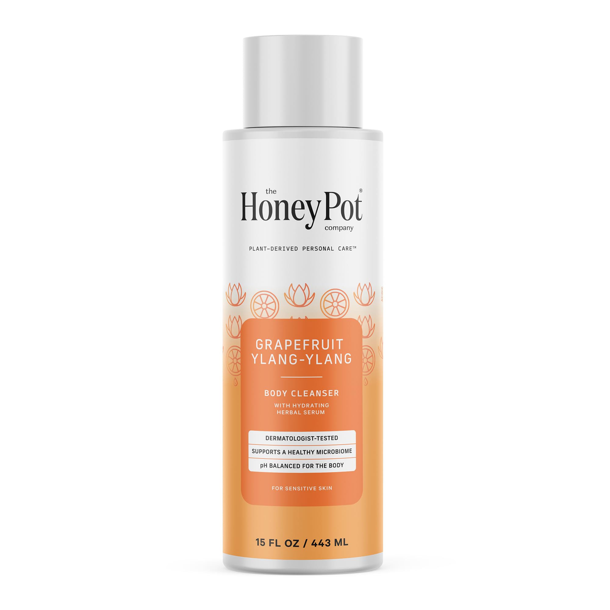 The Honey Pot Company - Hydrating Grapefruit Ylang Ylang Body Wash for Women - Moisturizing & Cleansing Shower Gel - Paraben & Sulfate Free - 15 Fl Oz - Perfect for Daily Skincare Routine & Relaxing Bath Time