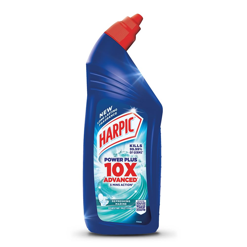 Harpic 1 Litre Marine Disinfectant Toilet Cleaner Liquid - Kills 99.9% Germs | Fresh Ocean Scent | Deep Cleans & Deodorizes Toilet Bowls | Perfect for Bathrooms, Restrooms & Household Cleaning
