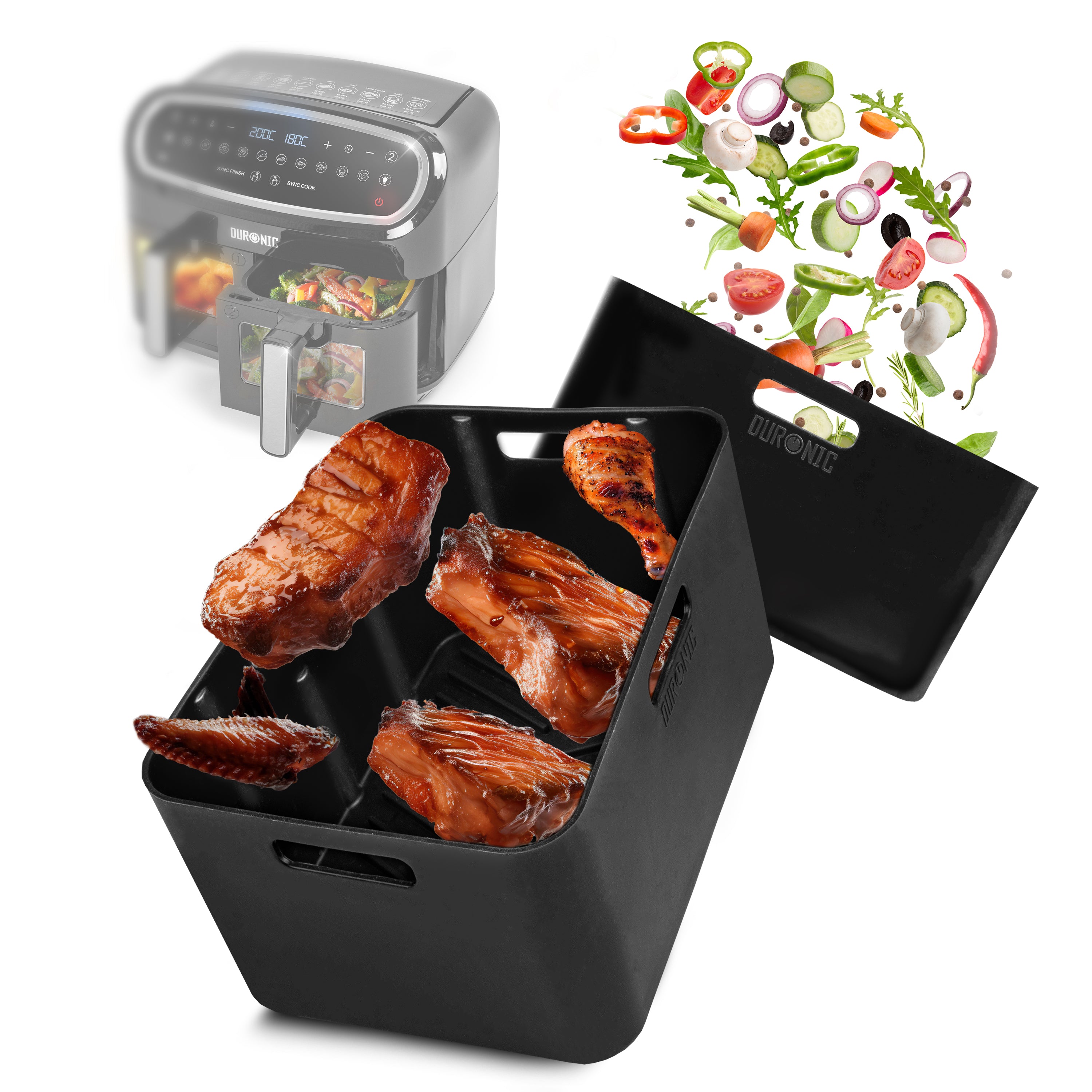 Premium Silicone Air Fryer Liners AFL1 - Nonstick, Reusable Basket Liner for Duronic AF24/AF34 & Ninja AF400UK - Durable Cooking Accessories for Healthy Frying, Roasting & Baking