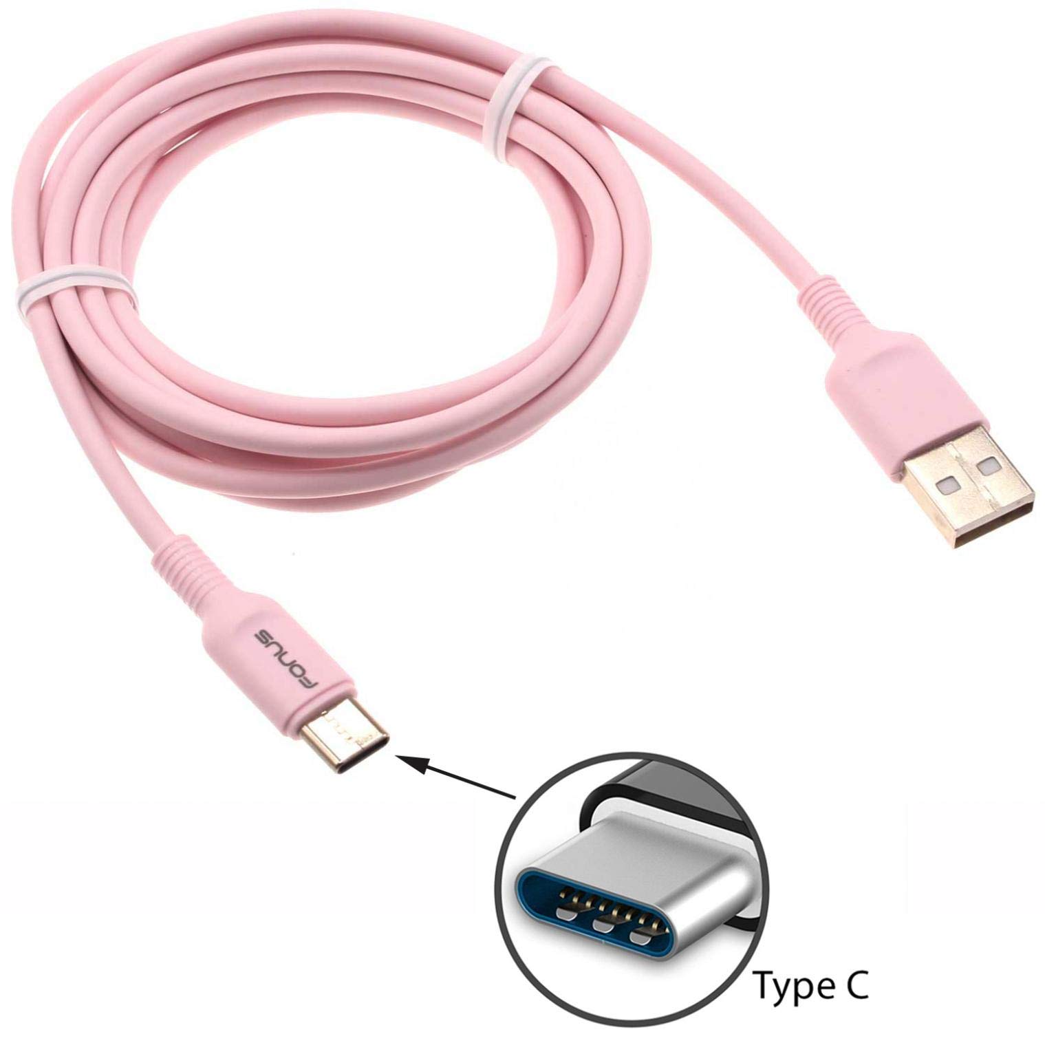 6ft USB-C to USB-C Fast Charging Cable Pink - High Speed Sync & Power Cord for T-Mobile REVVL V+ 5G Phone (PH-PH20321V3X-30) - Compatible with REVVL V Plus 5G Model | Perfect for Home, Office & Travel Charging