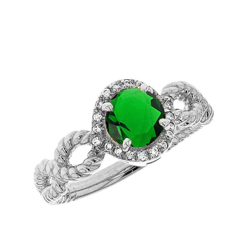 14K White Gold Diamond Infinity Ring for Women - May Birthstone Engagement & Promise Ring, Modern & Contemporary Jewelry for Weddings, Anniversaries, Valentine's Day Gifts