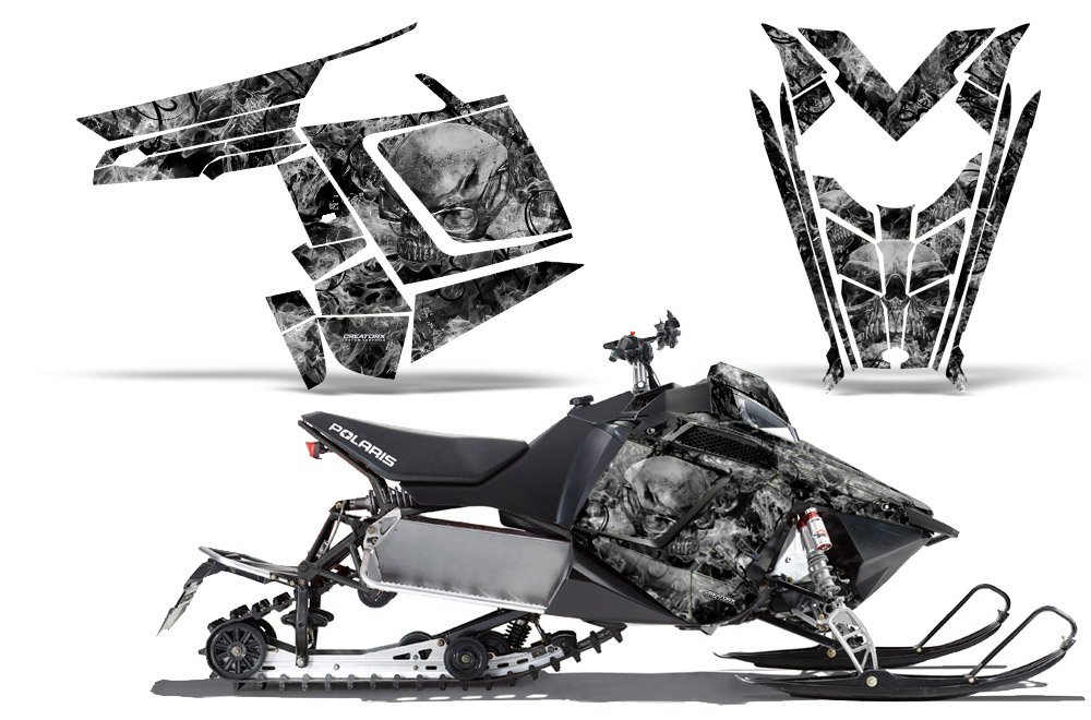 Polaris Rush Pro RMK 600/800 Snowmobile Graphics Kit - High-Quality Decals & Stickers in Inferno Silver | Perfect for Customizing Your Sled & Trail Riding Adventures
