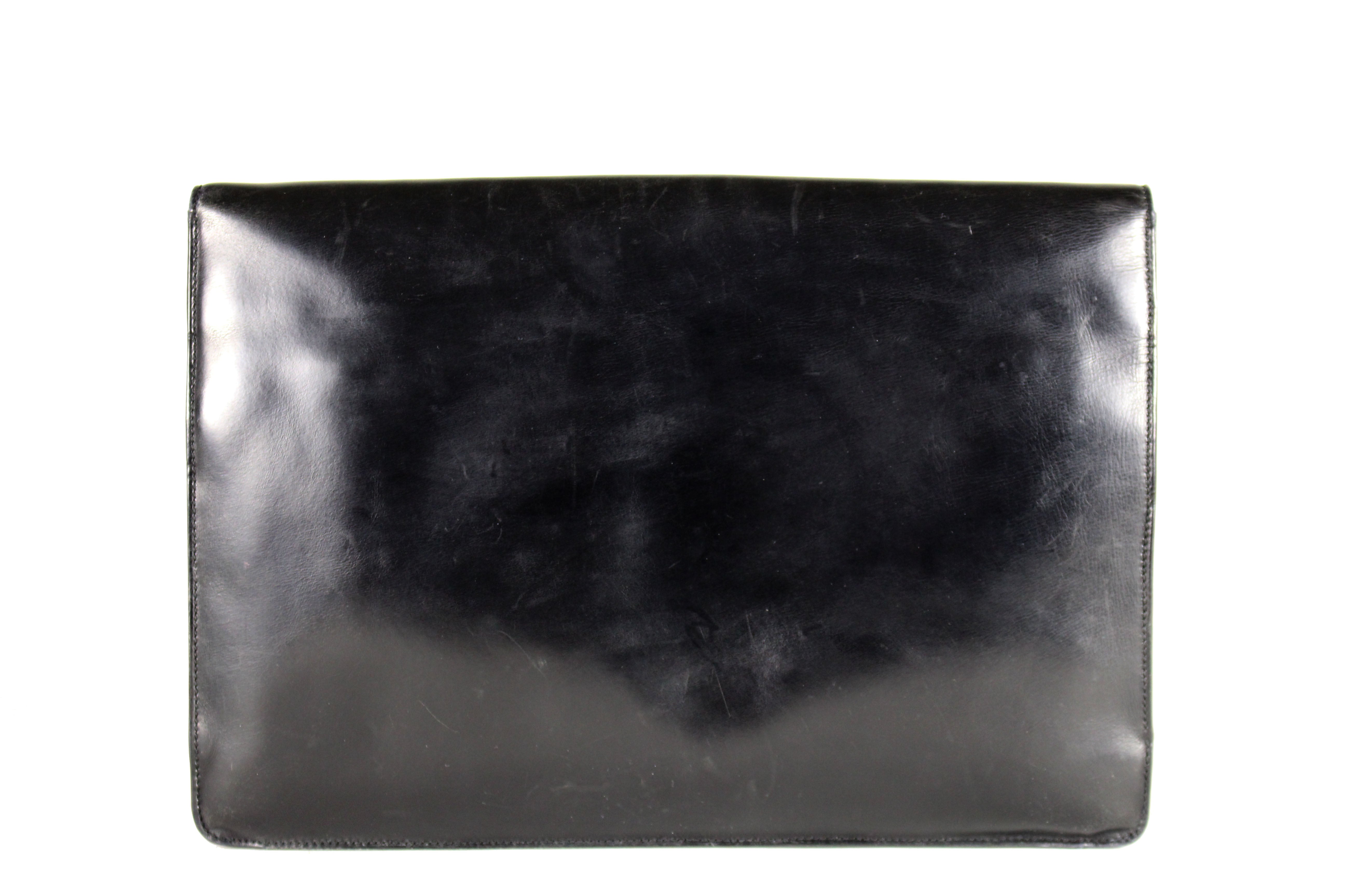 LOEWE Black Leather Clutch Purse with Buckle - Elegant Women's Evening Bag for Parties, Weddings & Special Occasions
