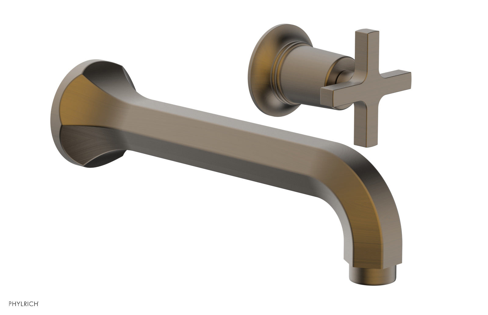 HEX MODERN Single Handle Wall Mounted Lavatory Faucet Set - Cross Handle Design 501 15 - Perfect for Bathroom Sink, Powder Room, and Guest Bath Installation