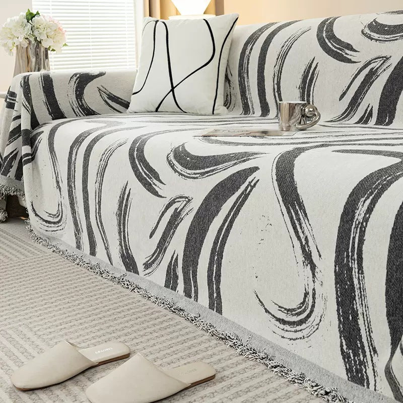 Stylish Rosalie Abstract Geometric Couch Cover - Modern Stretchable Sofa Slipcover for Living Room, Sectional, Loveseat - Perfect for Home Decor & Pet Protection