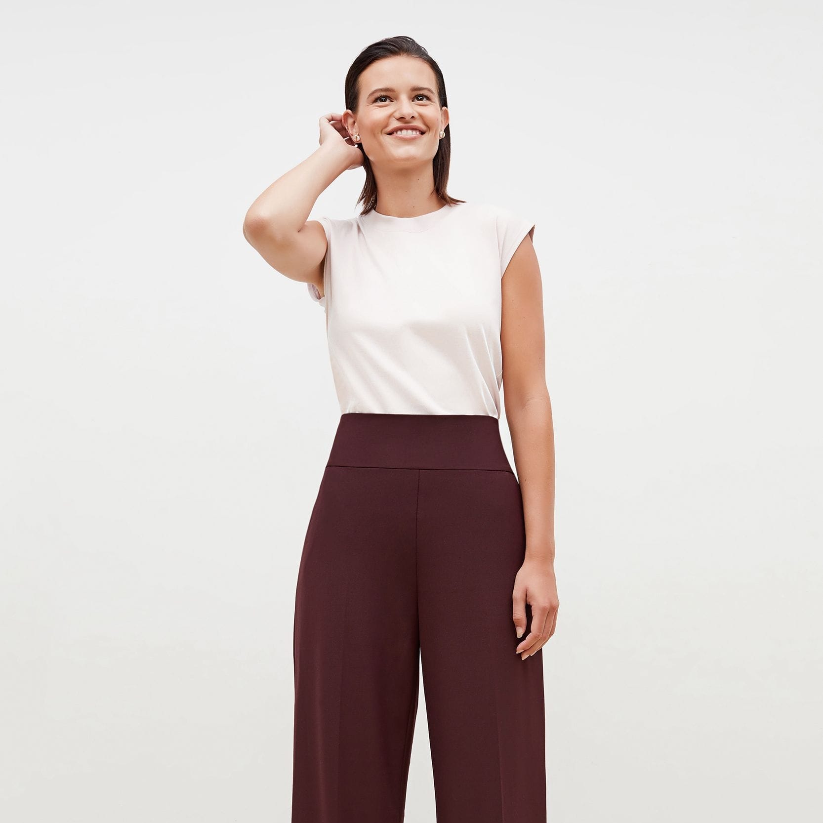 Hadley Pant - Sharkskin Garnet Color Women's Trousers for Office & Business Casual Wear