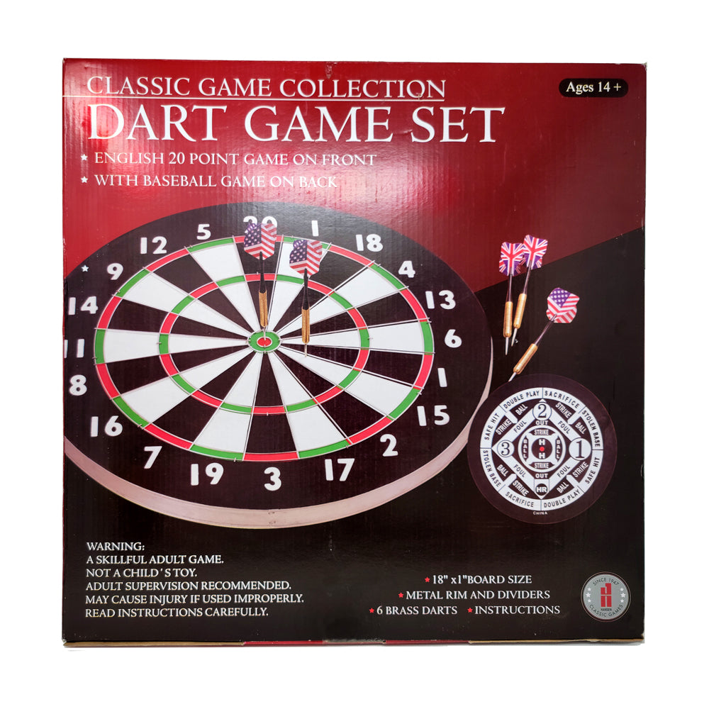 Dual Sided Dart & Baseball Game Set - Classic Family Game Collection for Indoor/Outdoor Fun - Perfect for Parties, Backyard BBQs & Game Nights