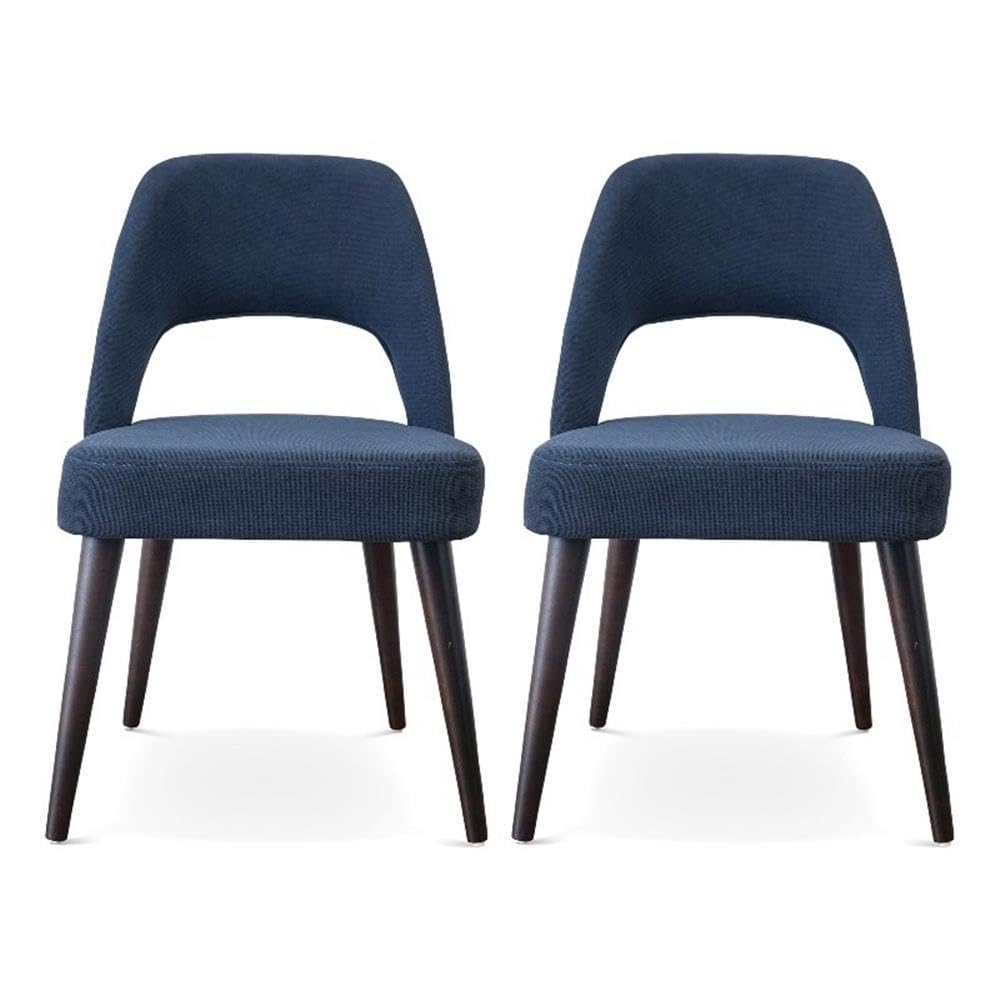 ASHCROFT Avol Mid-Century Modern Fabric Dining Chairs - Set of 2 Blue Upholstered Chairs for Kitchen, Dining Room & Home Office | Comfortable & Stylish Seating Solution