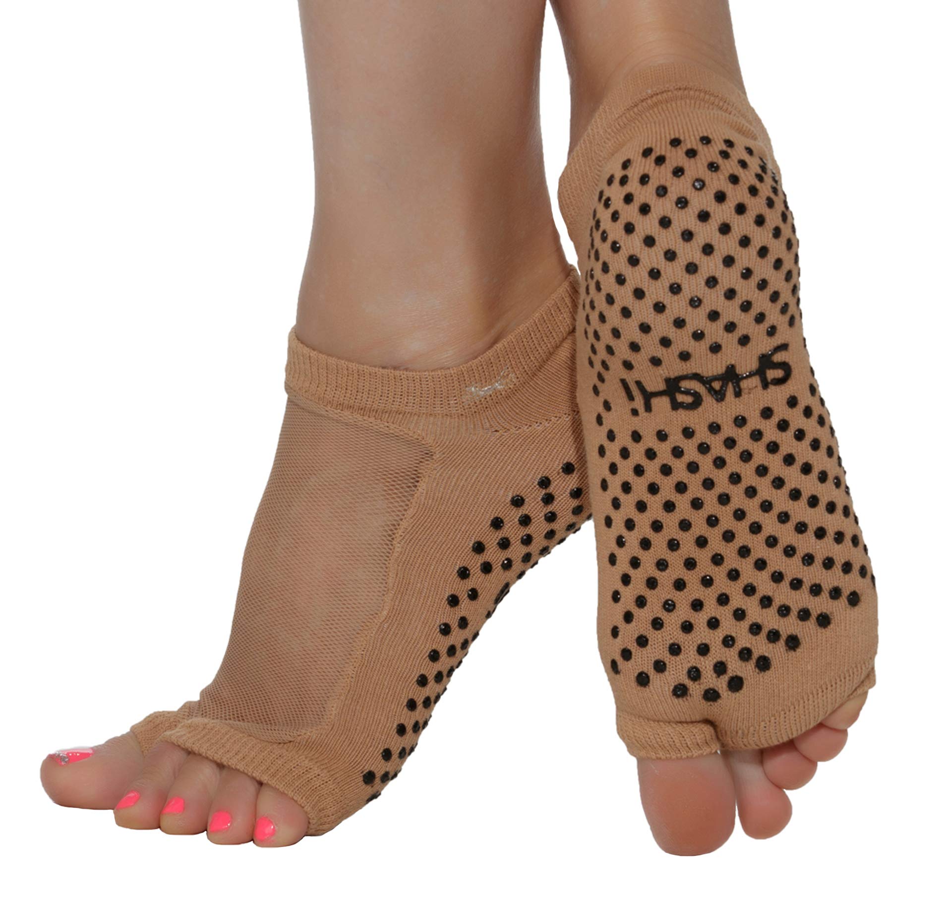 SHASHI Sparkle Non-Slip Pilates Socks - Open Toe Workout Socks for Women - Yoga & Gym