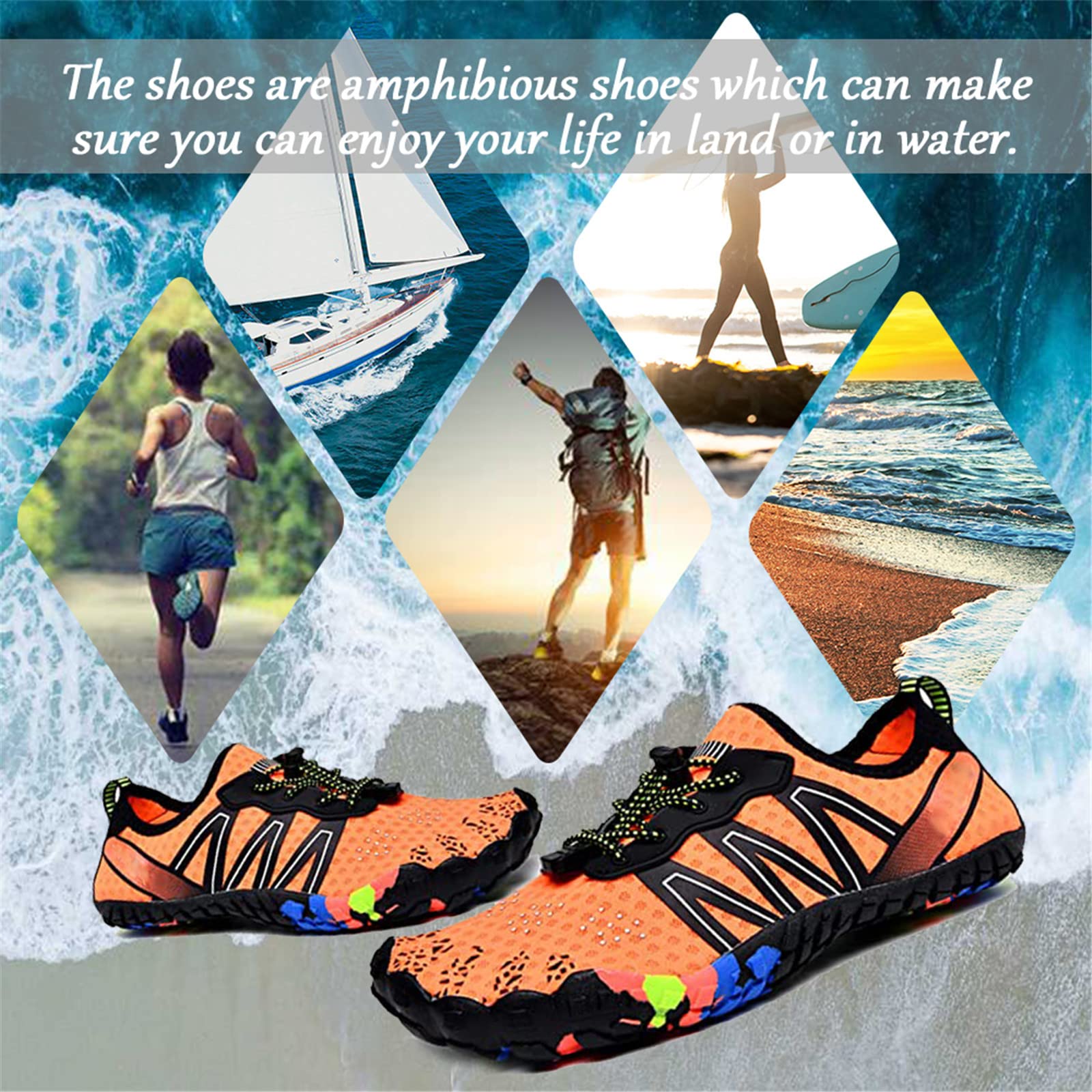**Mateju Water Shoes for Men & Women - Quick Dry Barefoot Aqua Shoes for Beach, Swim, Surf, Yoga, Diving & Boating | Lightweight & Durable Summer Water Shoes**    **Usage Scenarios:** Perfect for beach outings, swimming, surfing, yoga, diving, boating, and other water sports.