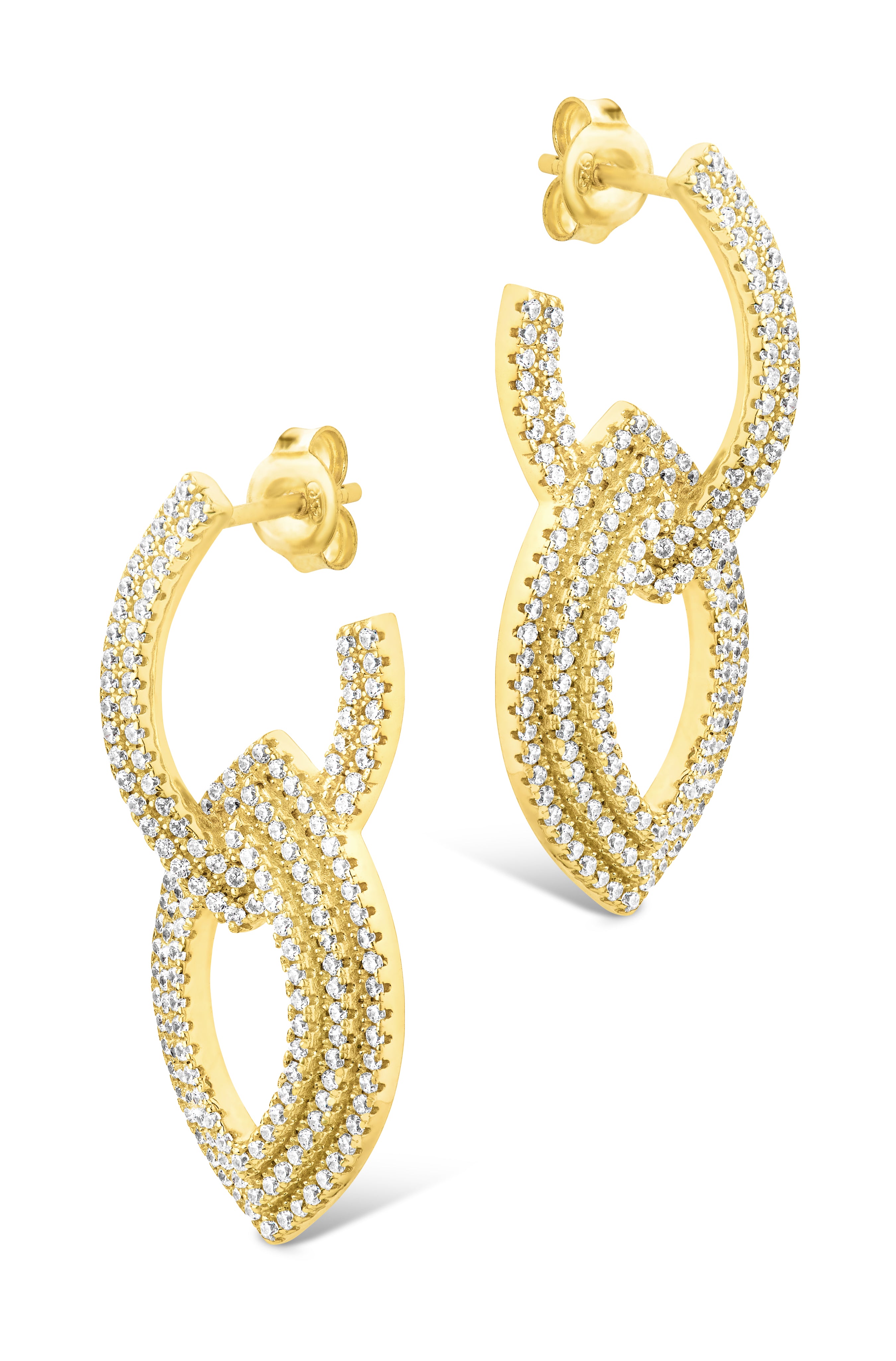 Lilah CZ Interlocking Drop Stud Earrings for Women - Elegant Cubic Zirconia Dangle Earrings for Party, Wedding & Everyday Wear