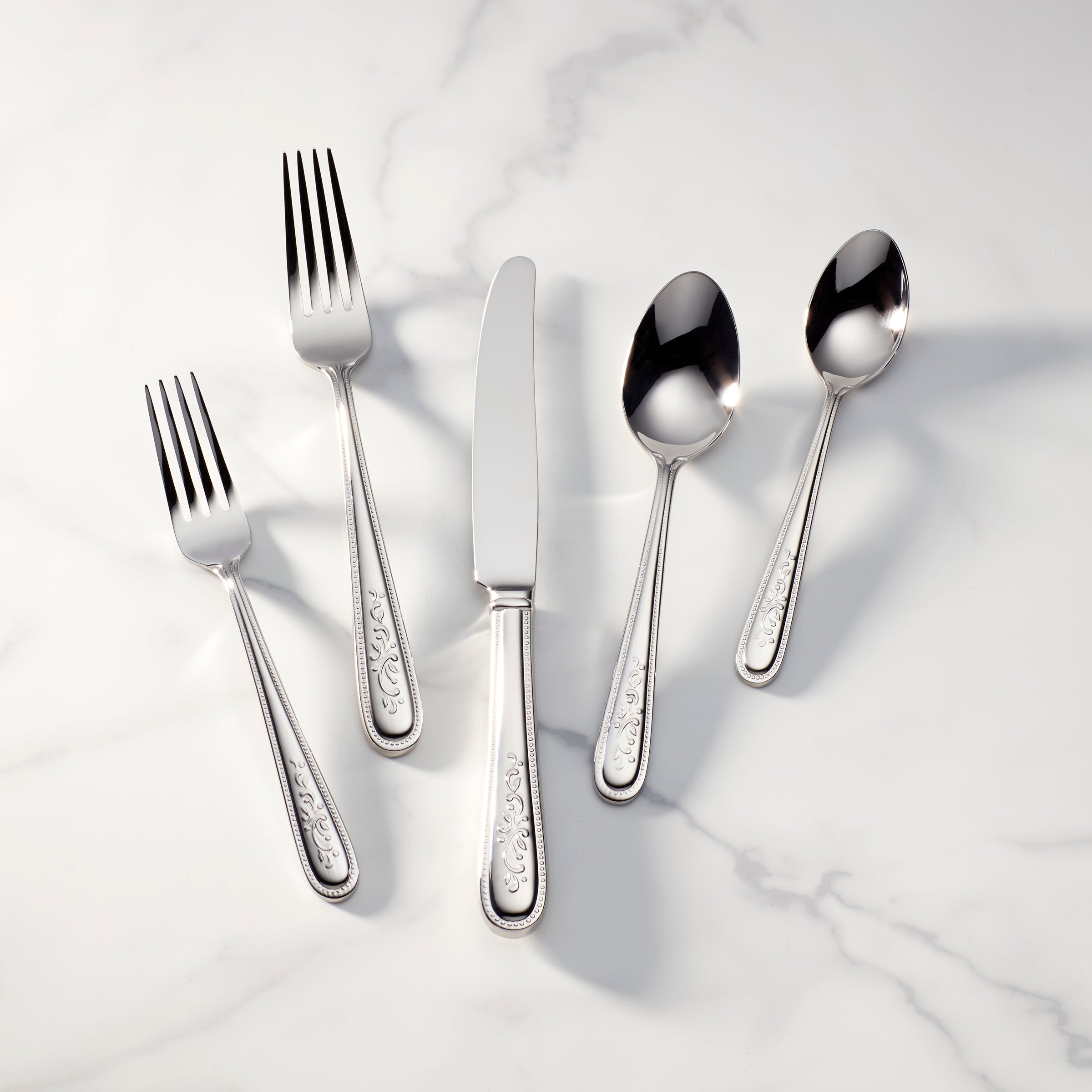 Opal Innocence 20-Piece Stainless Steel Flatware Set - Elegant Silverware for Dinner Parties, Weddings & Everyday Dining