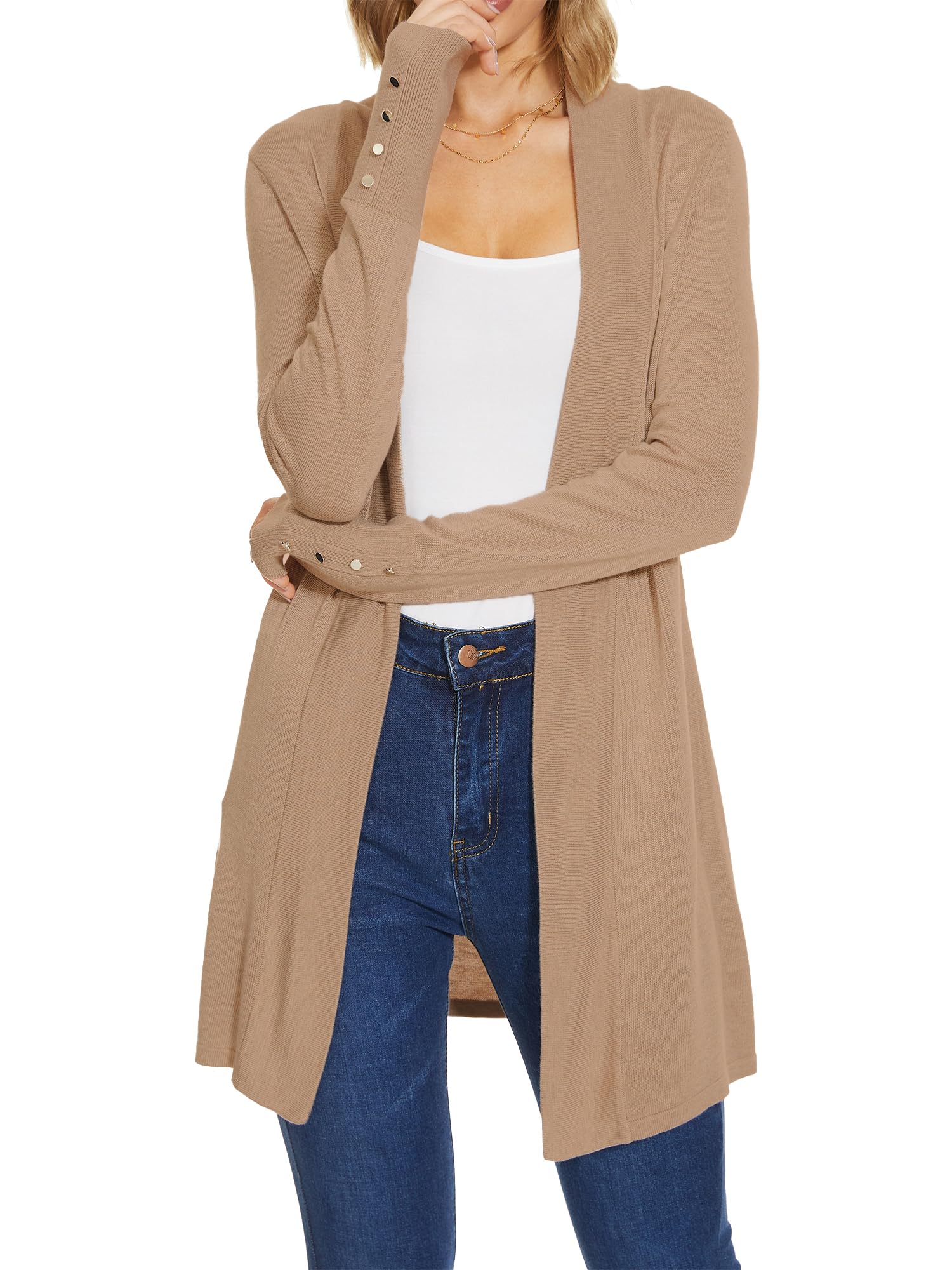 Spicy Sandia Women's Lightweight Open Front Long Sleeve Cardigan - Trendy Casual & Dressy Sweater for Office, Date Night & Fall Layering