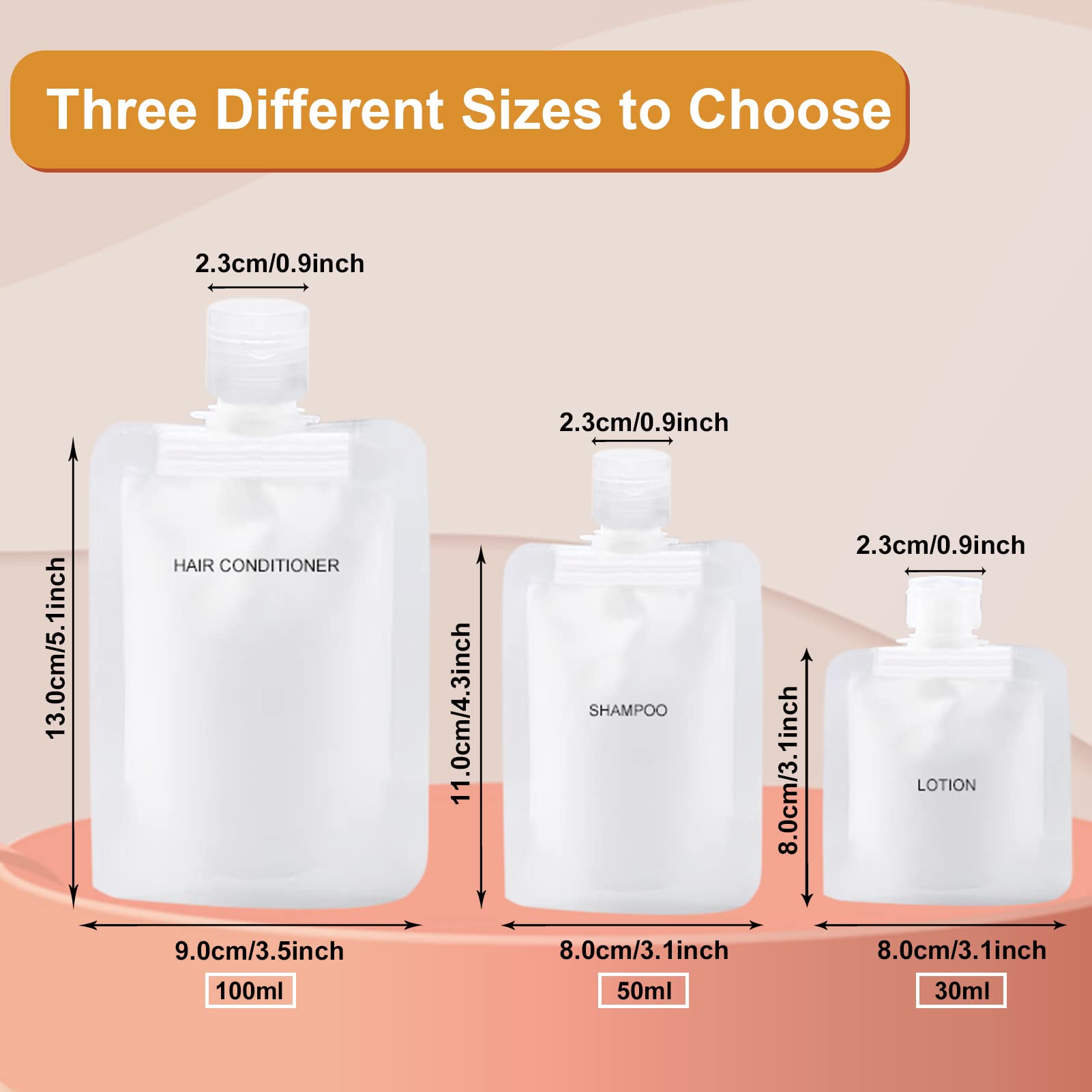 15-Piece Travel Toiletry Bags Set - TSA Approved Clear Cosmetic Containers for Shampoo, Conditioner & Skincare (30ml/50ml/100ml) | Leakproof Squeeze Pouches for Airplane, Gym & Vacation Essentials