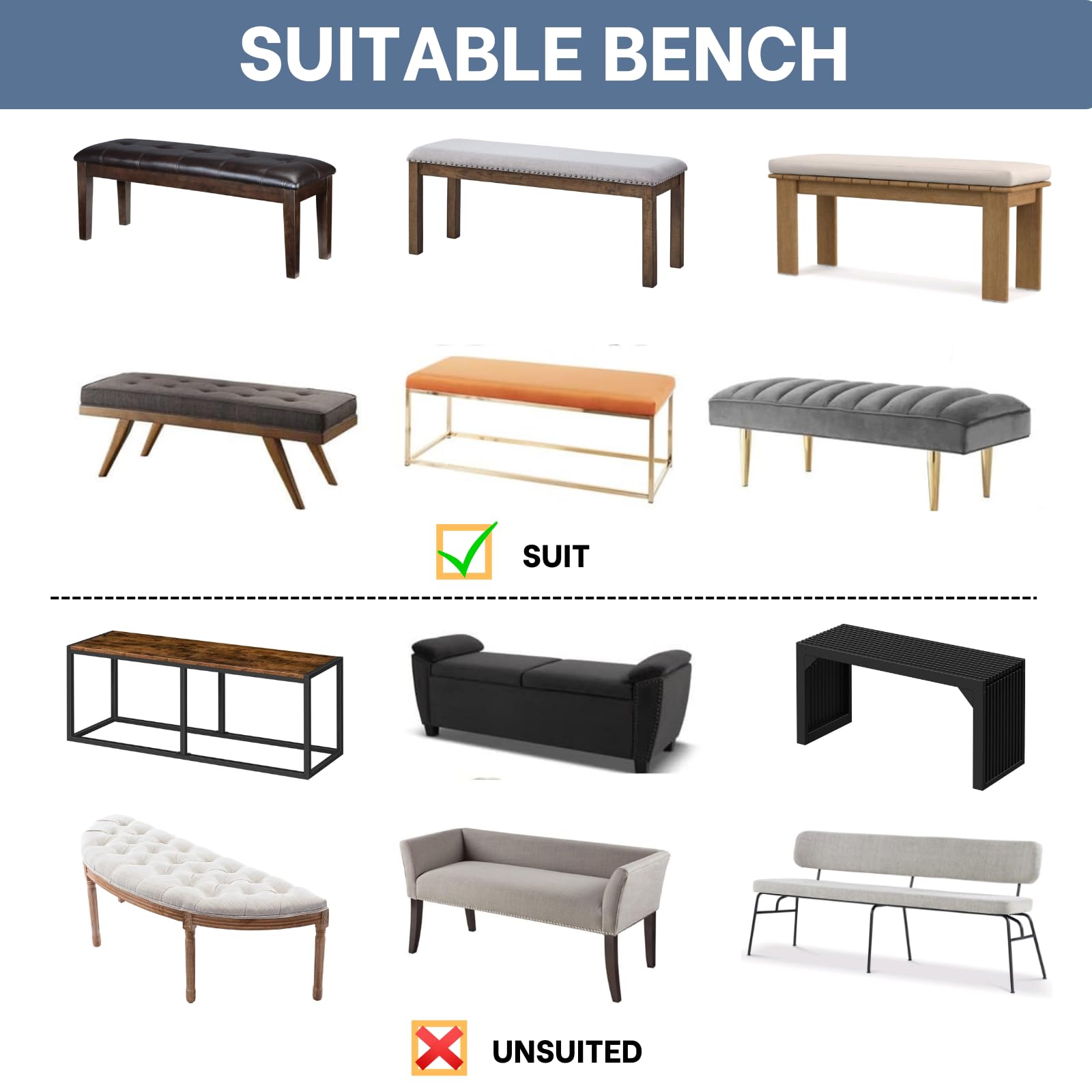 Stretch Washable Velvet Dining Bench Cover - Sliver Gray Rectangle Bench Seat Slipcover for Dining Room, Living Room, Kitchen | Waterproof & Anti-Slip | Perfect for Home Decor, Parties & Daily Use