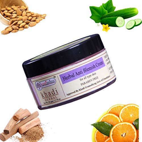 Khadi Rishikesh Herbal Anti Blemish Cream - Reduces Dark Spots & Brightens Skin for Women & Men | Paraben-Free, 50gm | Perfect for Daily Skincare Routine & Acne-Prone Skin