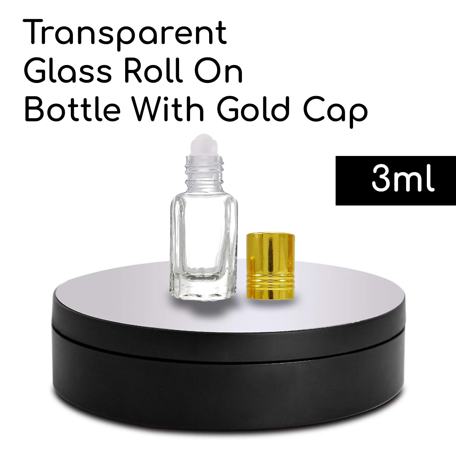 Likla 3ml Empty Clear Roll On Glass Bottles with Gold Cap & Plastic Roller - Essential Oil Bottles, Perfume Bottles, Lip Balm Containers - Refillable Leakproof Roller Bottles (24 Pack) for DIY Aromatherapy, Travel Size Perfumes & Skincare Products
