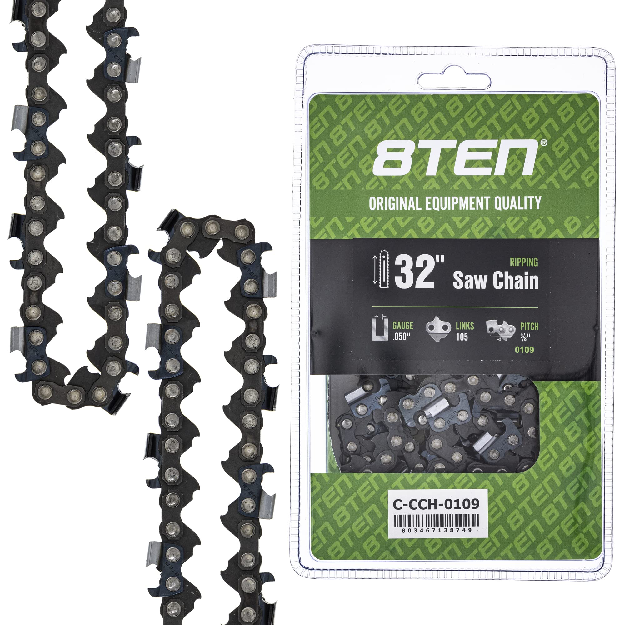 32 Inch .050 Gauge 3/8 Pitch 105DL Ripping Chainsaw Chain - Compatible with Husqvarna 372XP, Echo CS-600P, Jonsered 670 - Perfect for Woodworking, Logging, and Forestry Applications