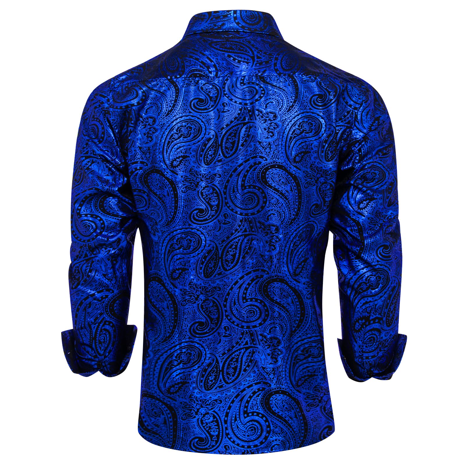 DiBanGu Men's Paisley Print Dress Shirt - Luxury Long Sleeve Button Down Shirt for Wedding, Prom & Formal Events | Regular Fit Shiny Business Casual Shirt for Office, Party & Special Occasions