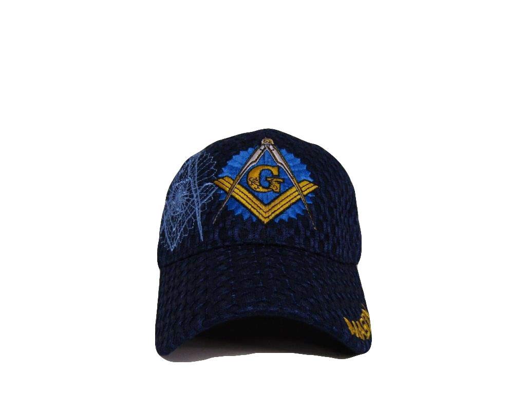 Freemason Masonic Navy Blue Shadow Mesh Cap - Adjustable Baseball Hat for Brotherhood Events & Outdoor Activities