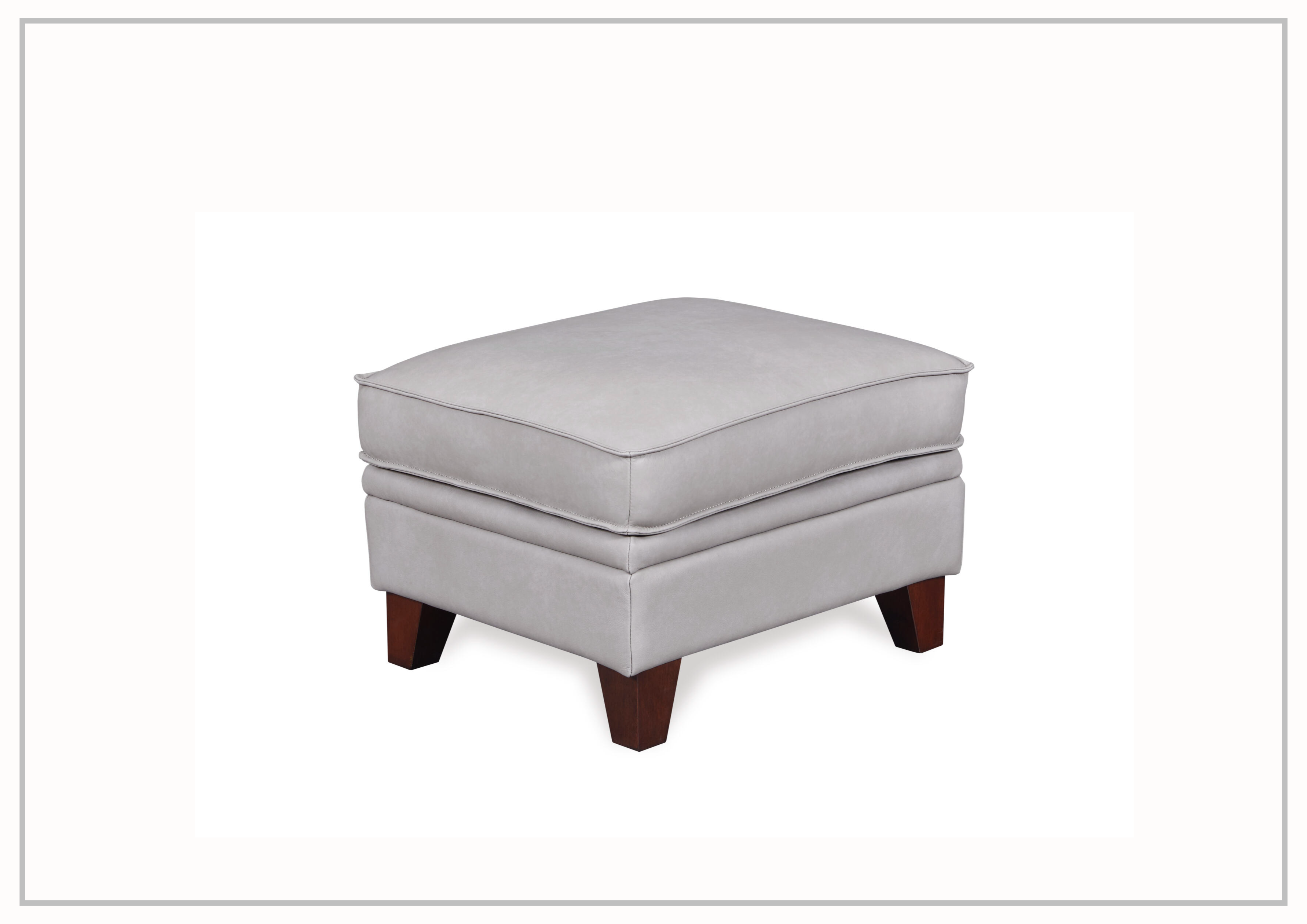 Gio Italia Home Samson Genuine Leather Ottoman in Gray - Stylish Footrest & Extra Seating for Living Room, Bedroom, or Office